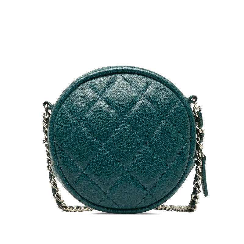 Chanel Quilted Caviar Round Clutch With Chain (SHG-mbgcsF)