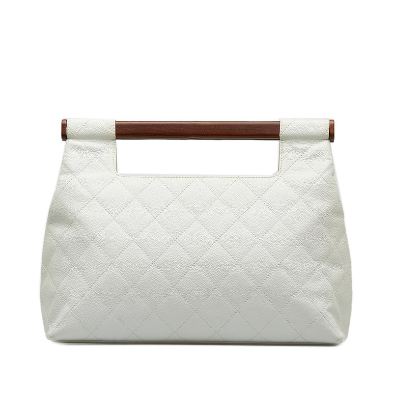 Chanel Quilted Caviar Wood Handle Tote Bag (SHG-McC69J)