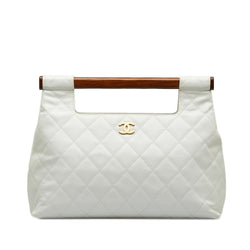 Chanel Quilted Caviar Wood Handle Tote Bag (SHG-McC69J)