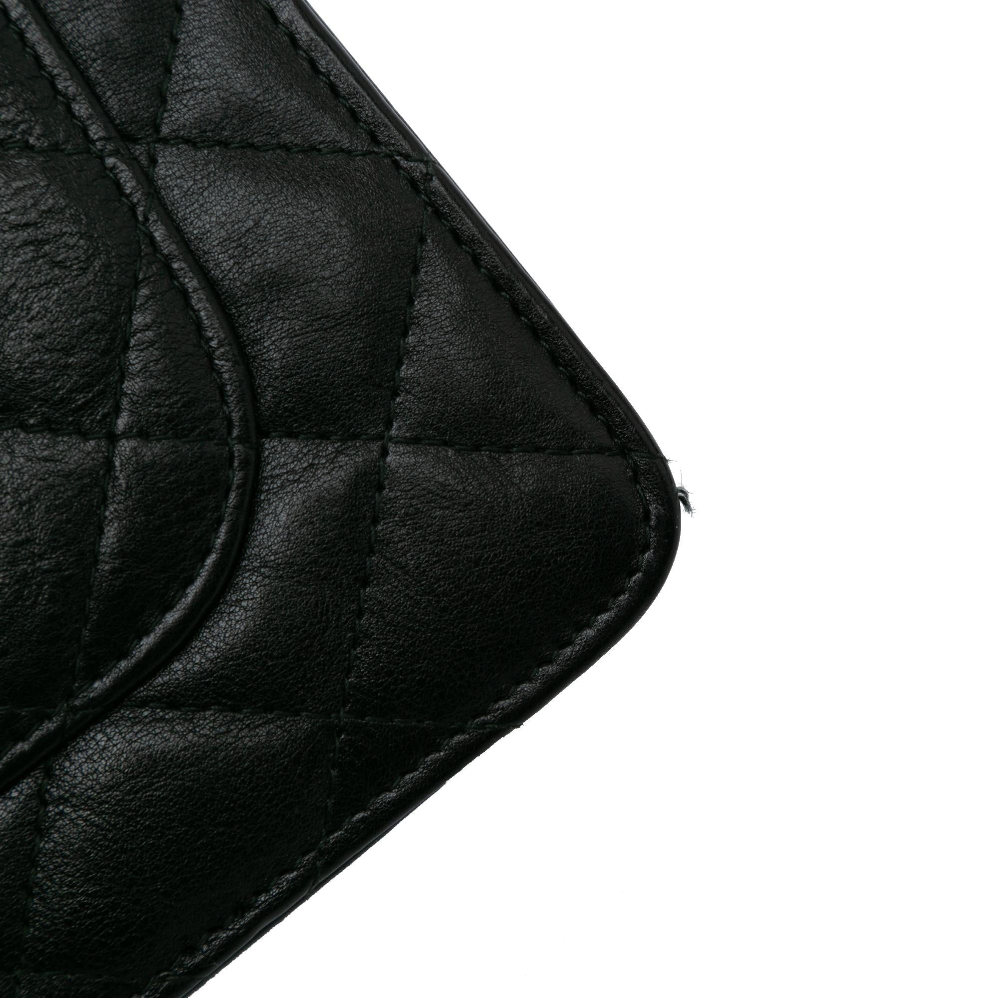 Chanel Quilted Crumpled Calfskin So Black Wallet On Chain (SHG-VI9SVY)