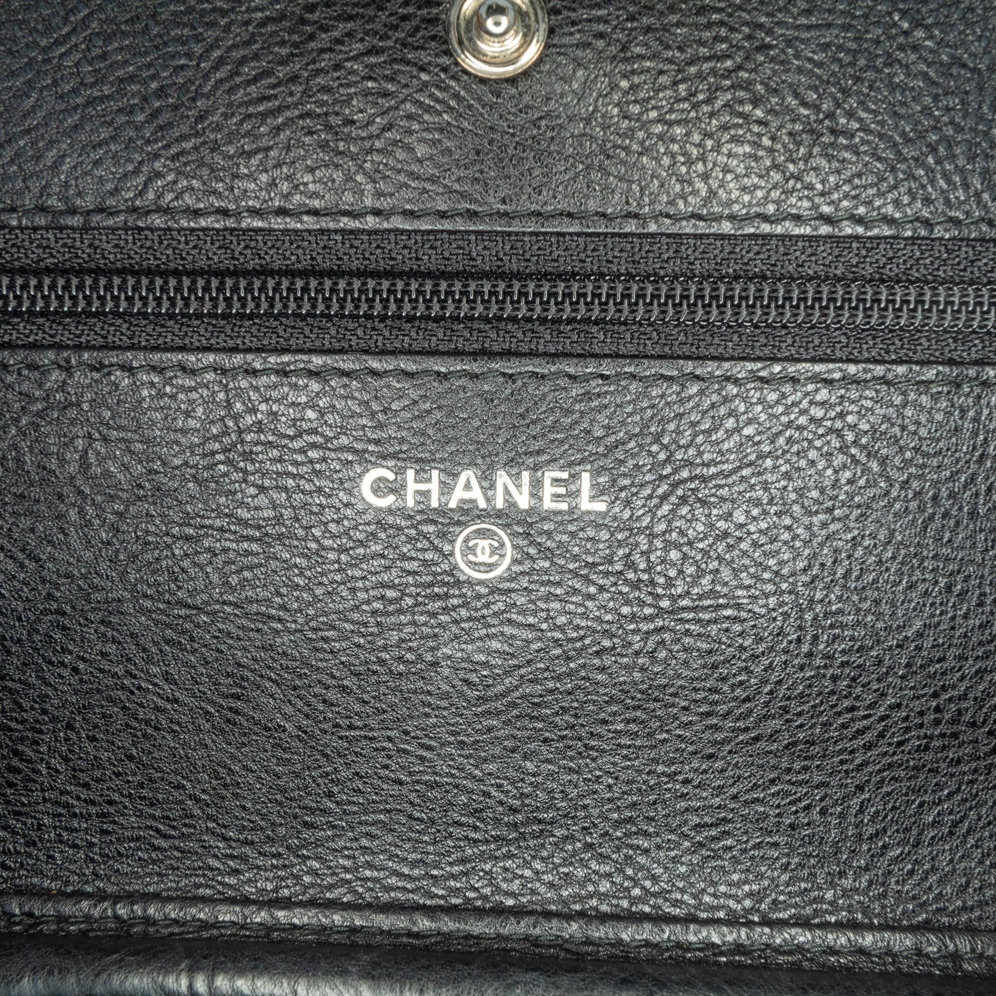 Chanel Quilted Crumpled Calfskin So Black Wallet On Chain (SHG-VI9SVY)