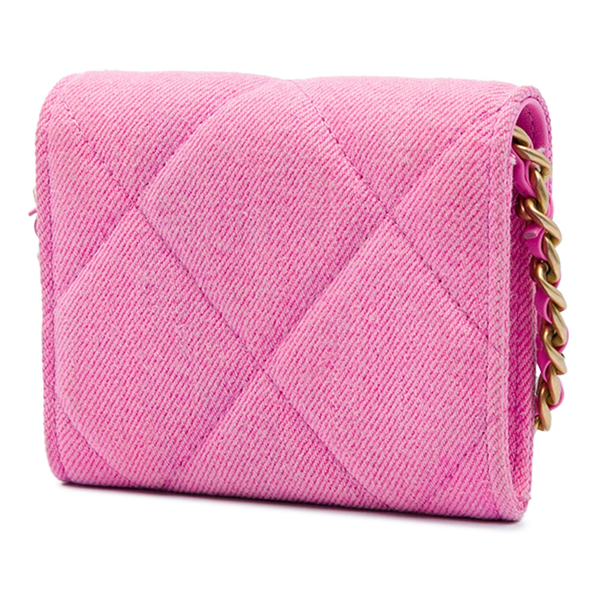 Chanel Quilted Denim 19 Flap Coin Purse With Chain