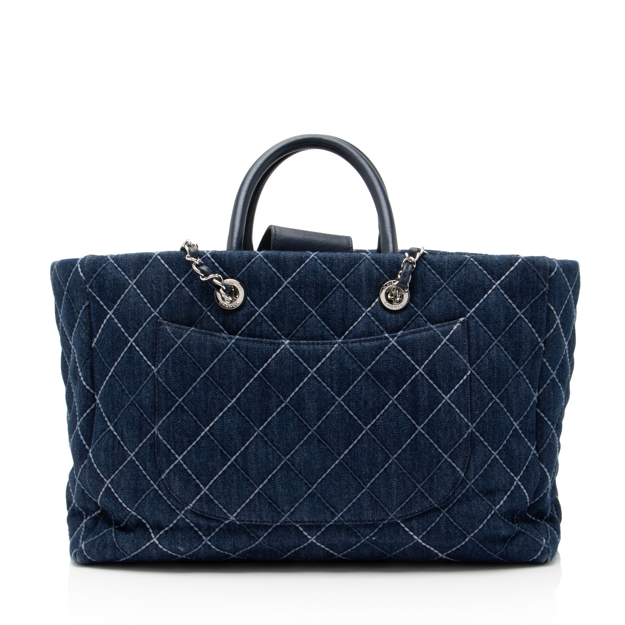 Chanel Quilted Denim Coco Handle Shopping Tote
