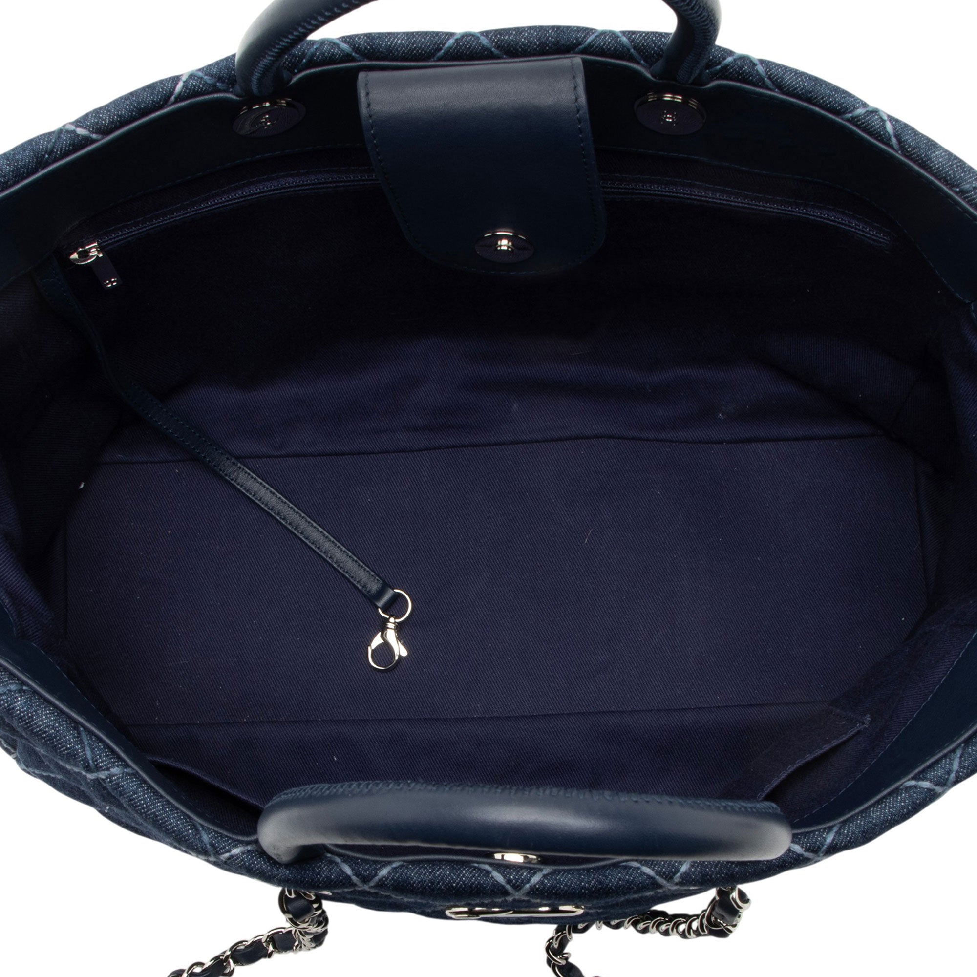 Chanel Quilted Denim Coco Handle Shopping Tote