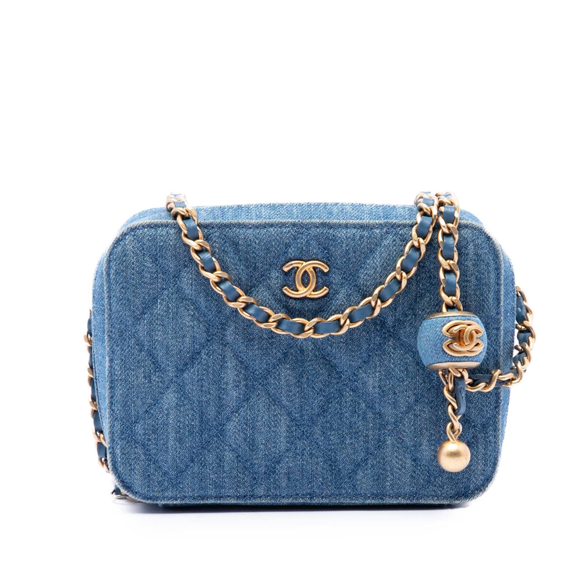 Chanel Quilted Denim Pearl Crush Camera Bag