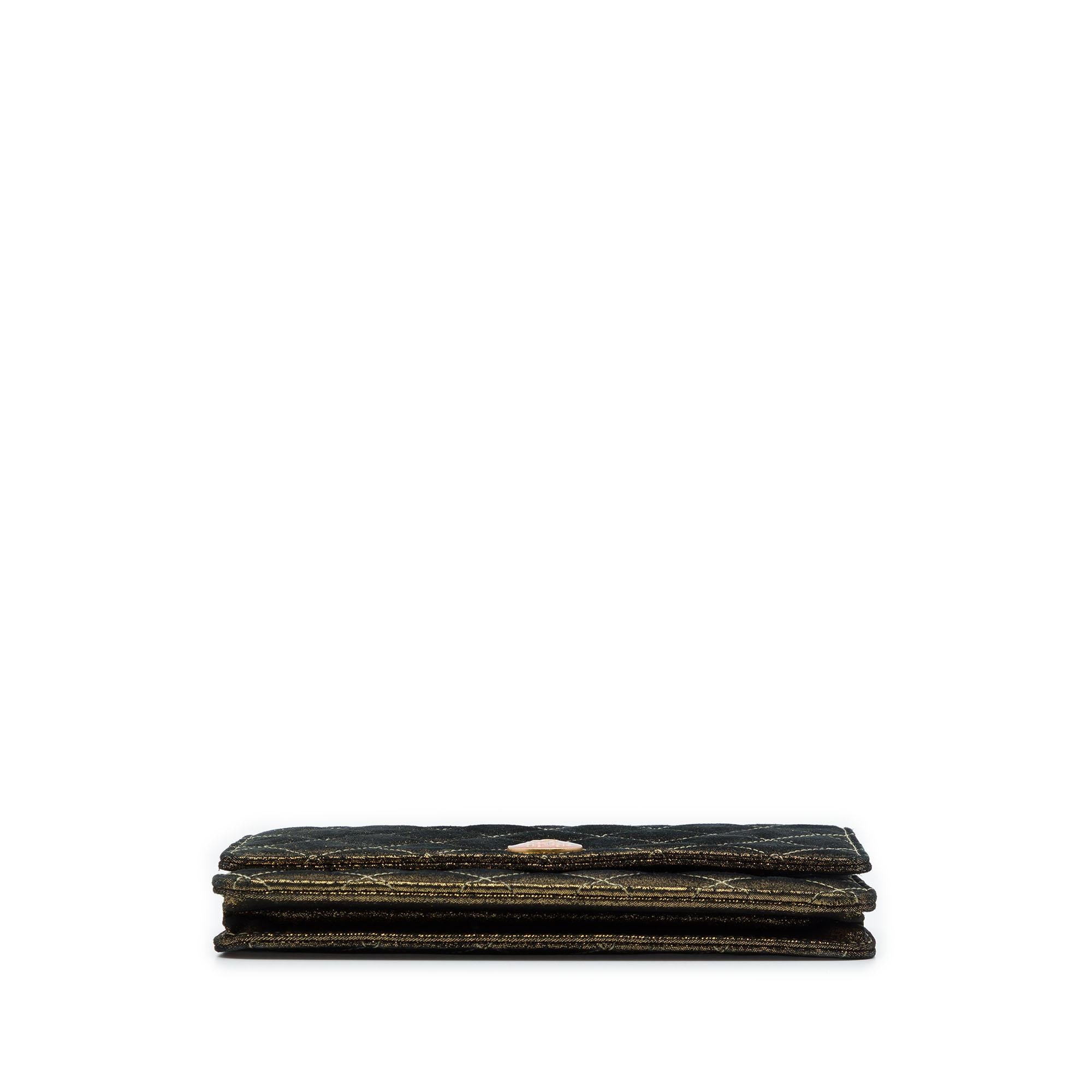 Chanel Quilted Iridescent Lambskin Tartan Button Wallet On Chain