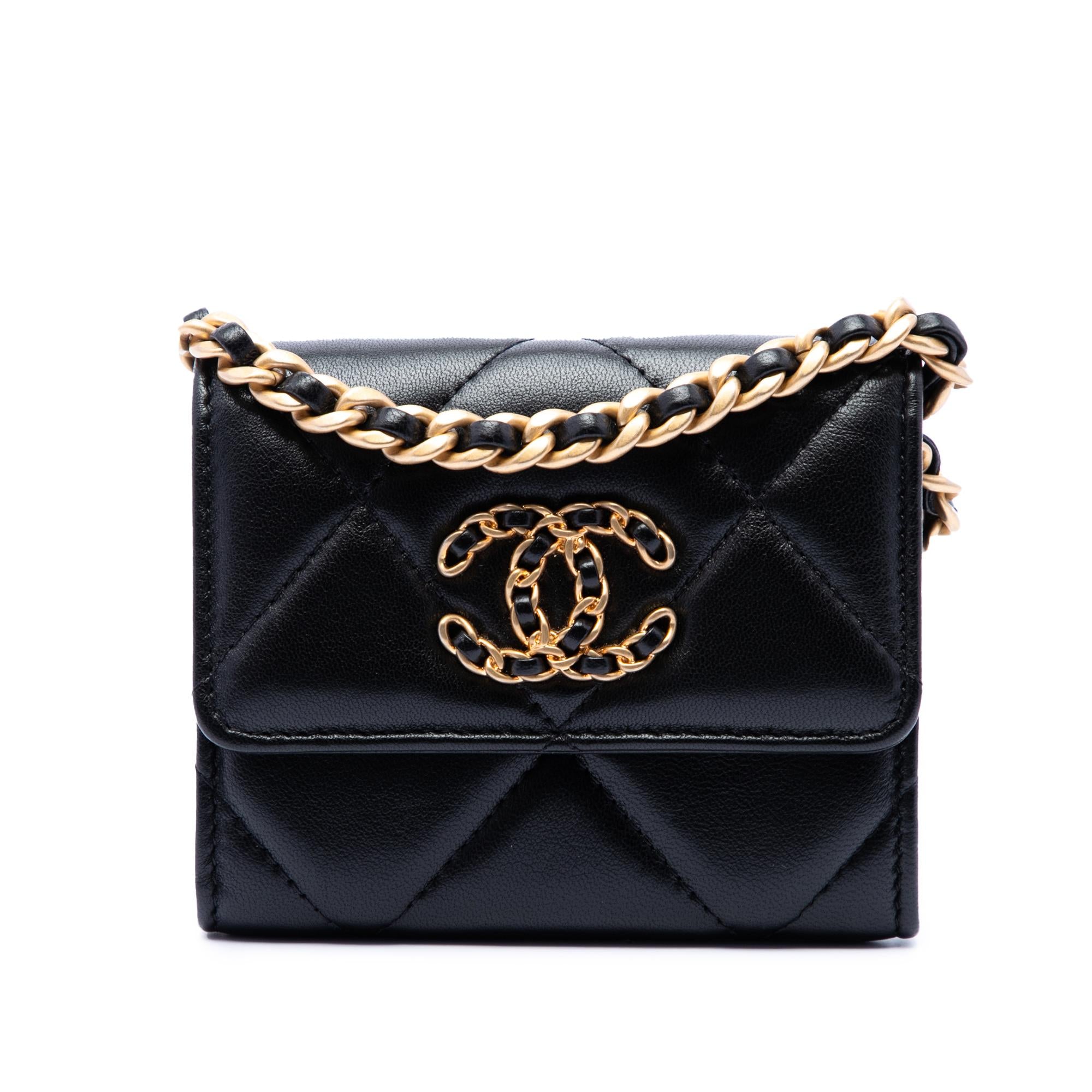 Chanel Quilted Lambskin 19 Flap Coin Purse With Chain