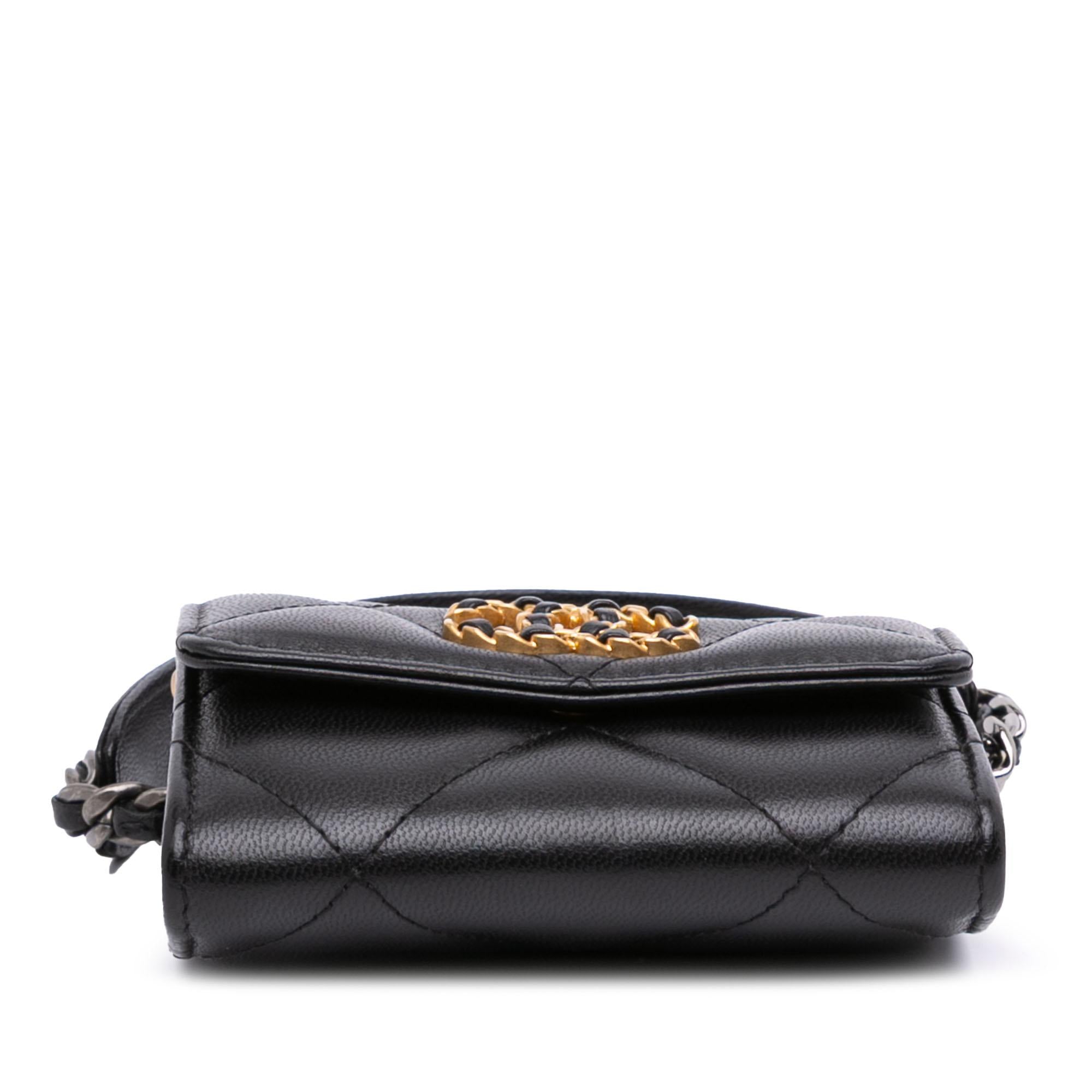 Chanel Quilted Lambskin 19 Flap Coin Purse With Chain
