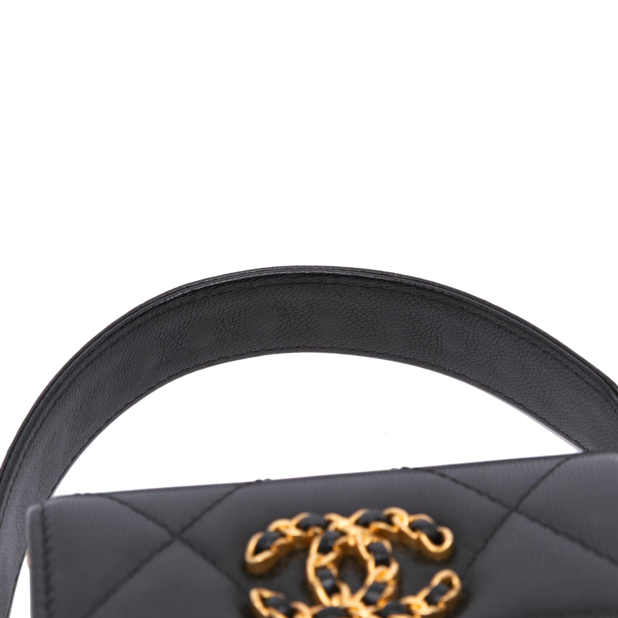 Chanel Quilted Lambskin 19 Flap Coin Purse With Chain