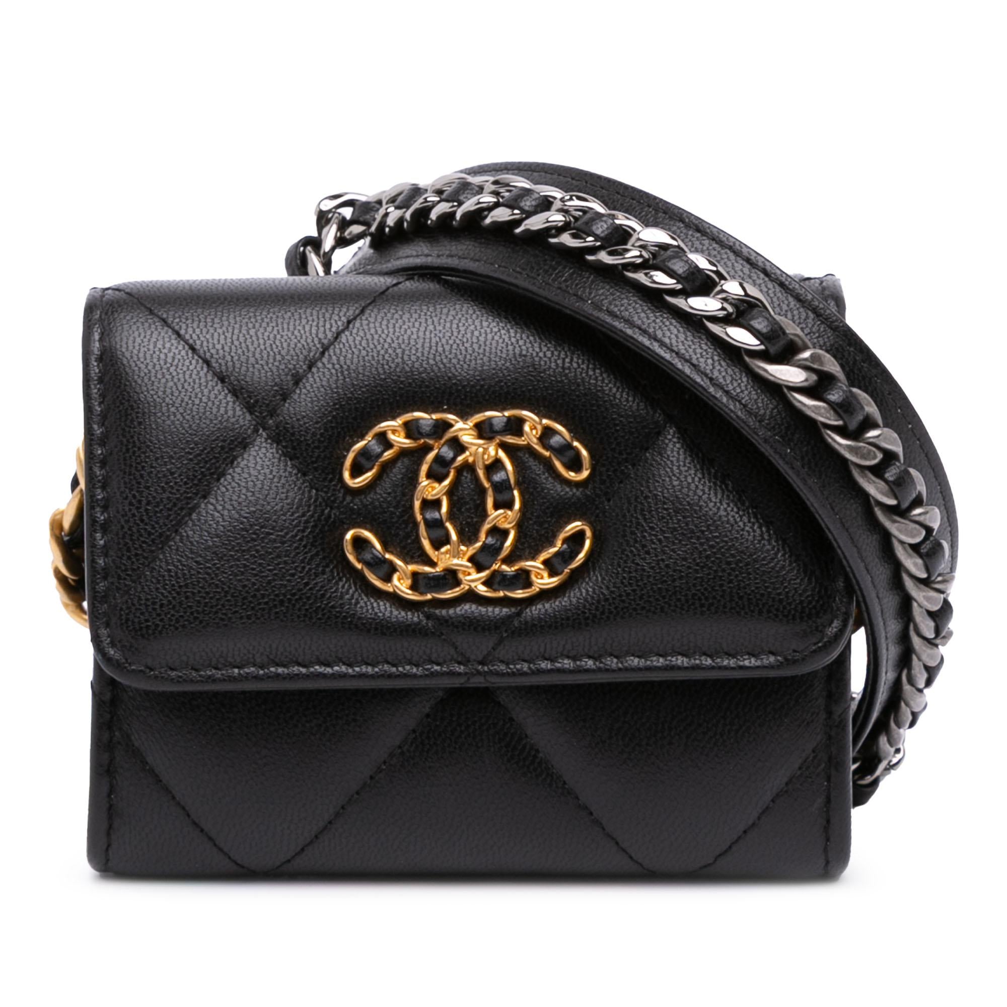 Chanel Quilted Lambskin 19 Flap Coin Purse With Chain