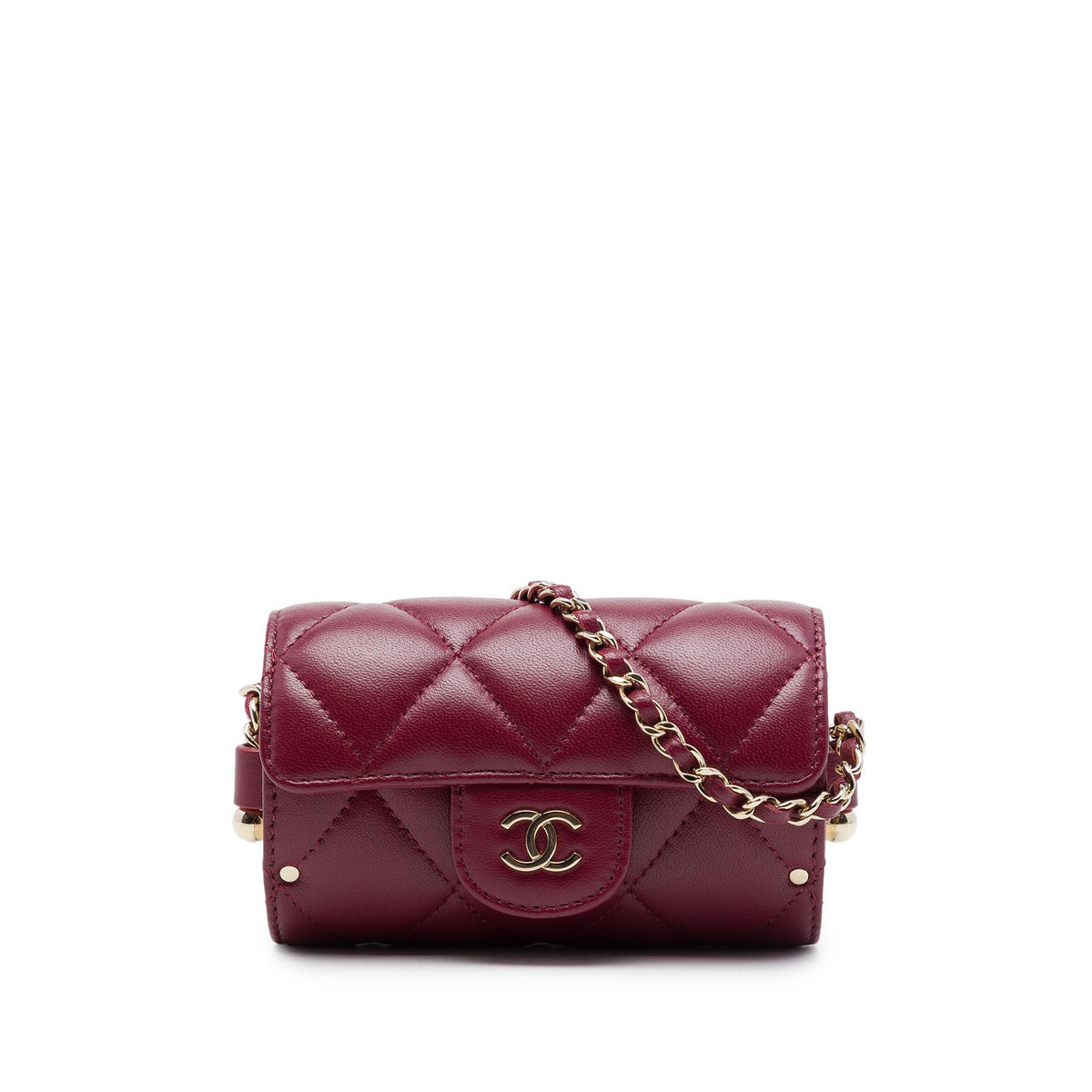 Chanel Quilted Lambskin Box Of Secrets Card Holder With Chain