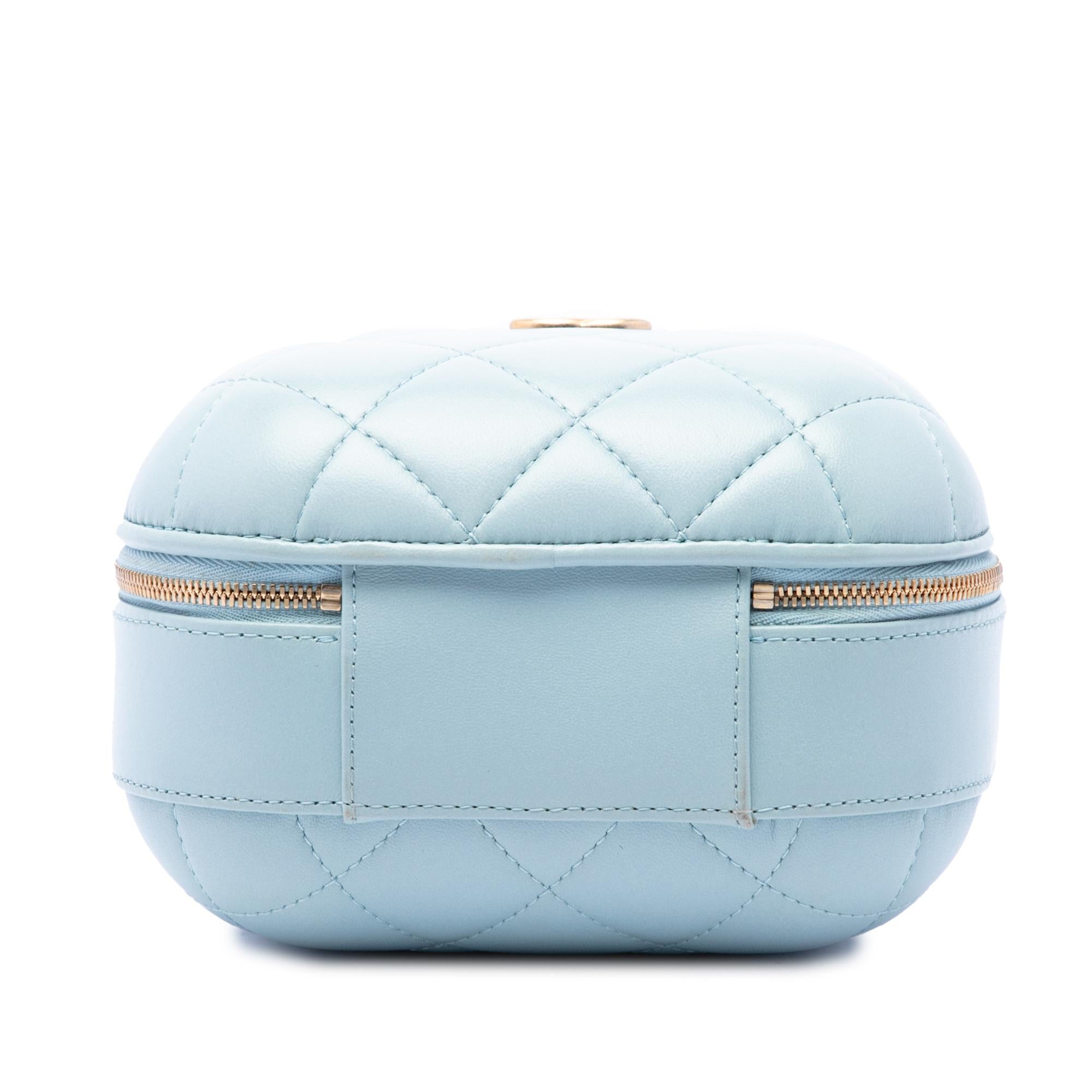 Chanel Quilted Lambskin CC Bubble Vanity Case With Chain