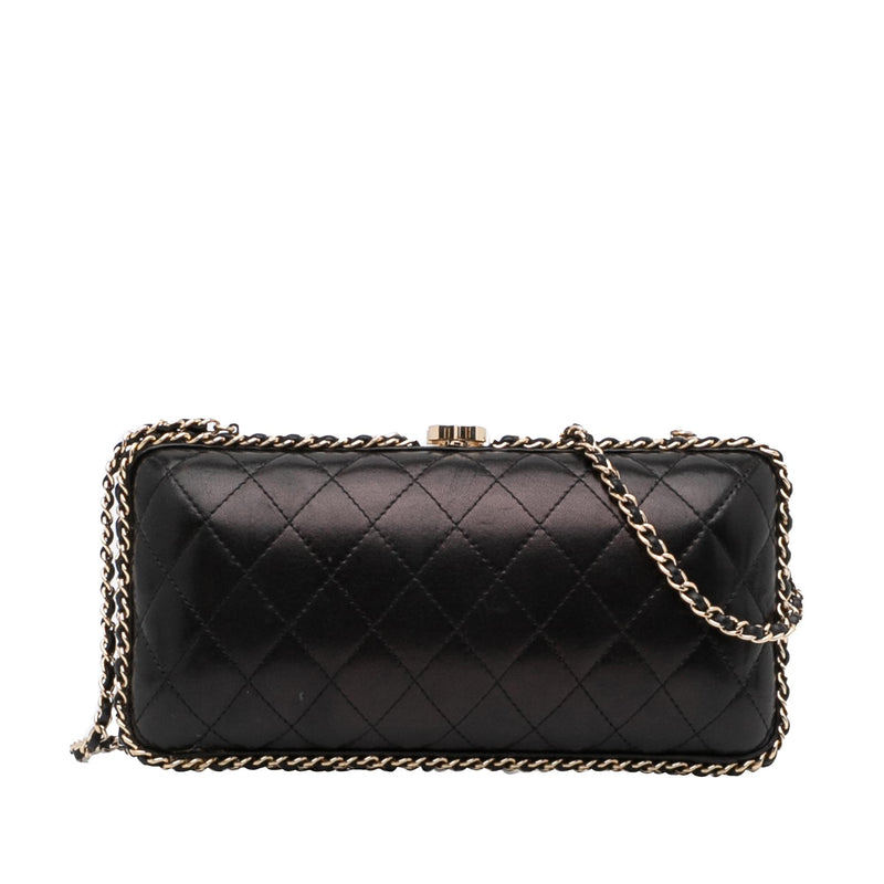 Chanel Lambskin Quilted Clutch with Chain