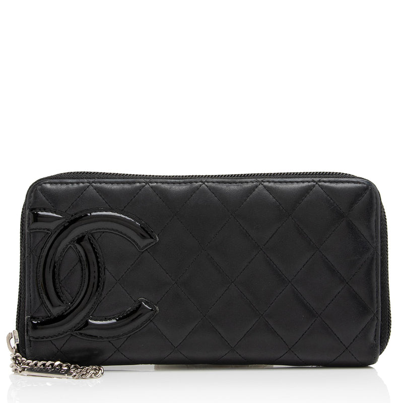 Chanel Quilted Lambskin Ligne Cambon Zip Around Wallet (SHF-zKBMJT