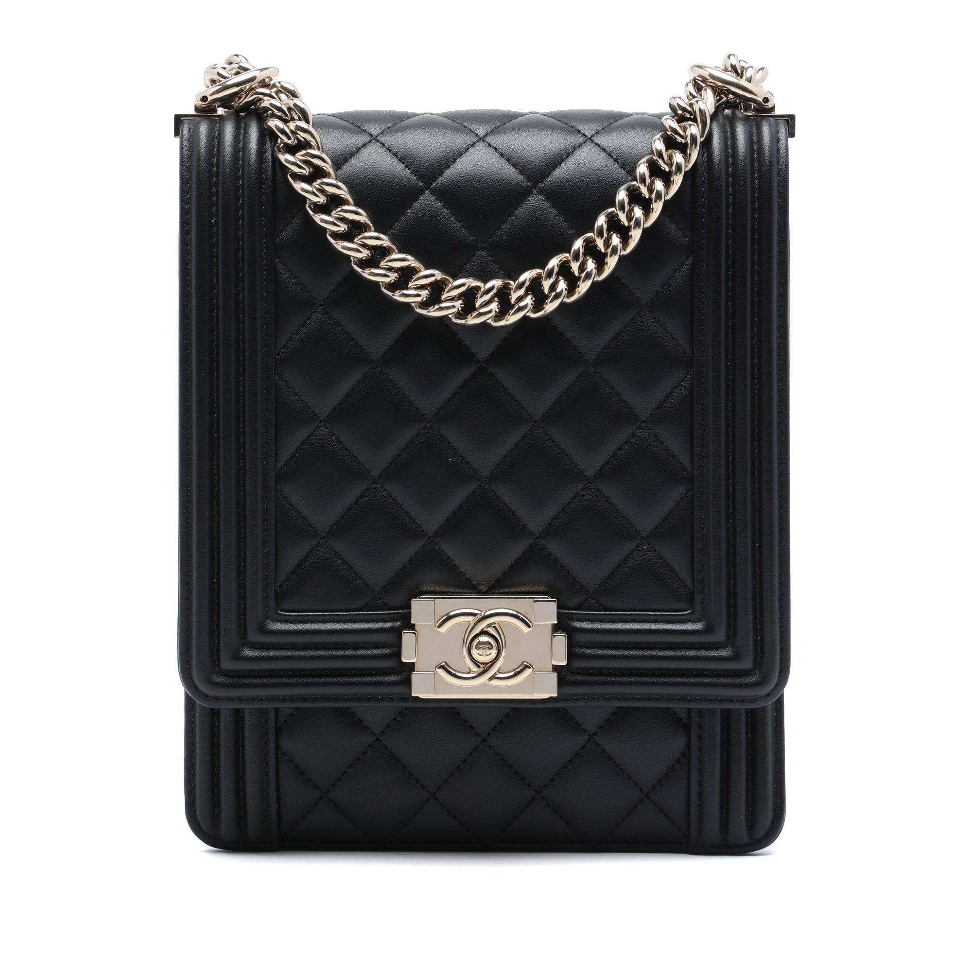 Chanel Quilted Lambskin North South Boy Flap