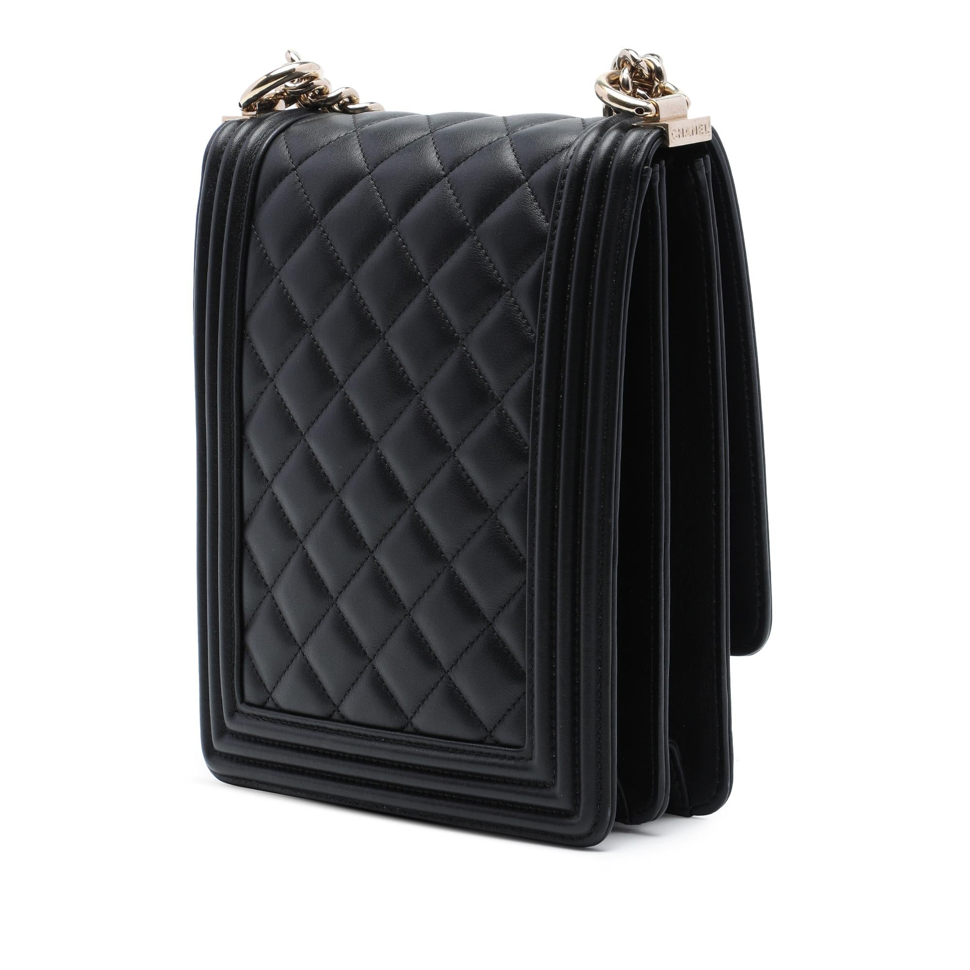 Chanel Quilted Lambskin North South Boy Flap