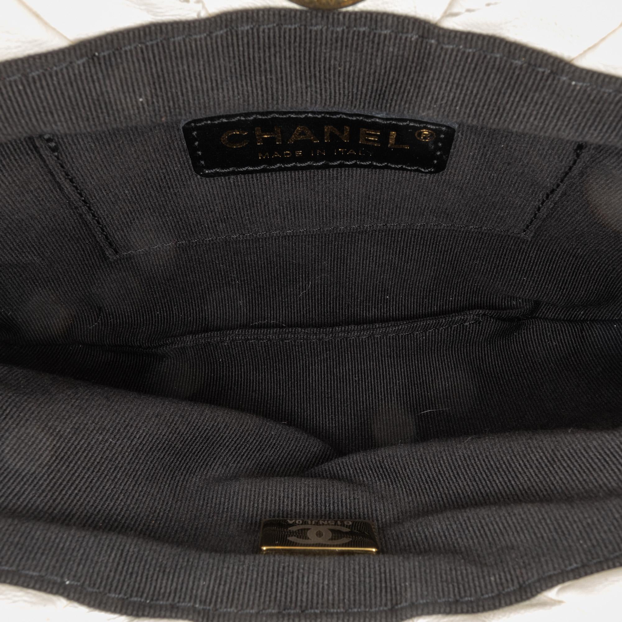 Chanel Quilted Lambskin Pearl Crown Handle Clutch Bag