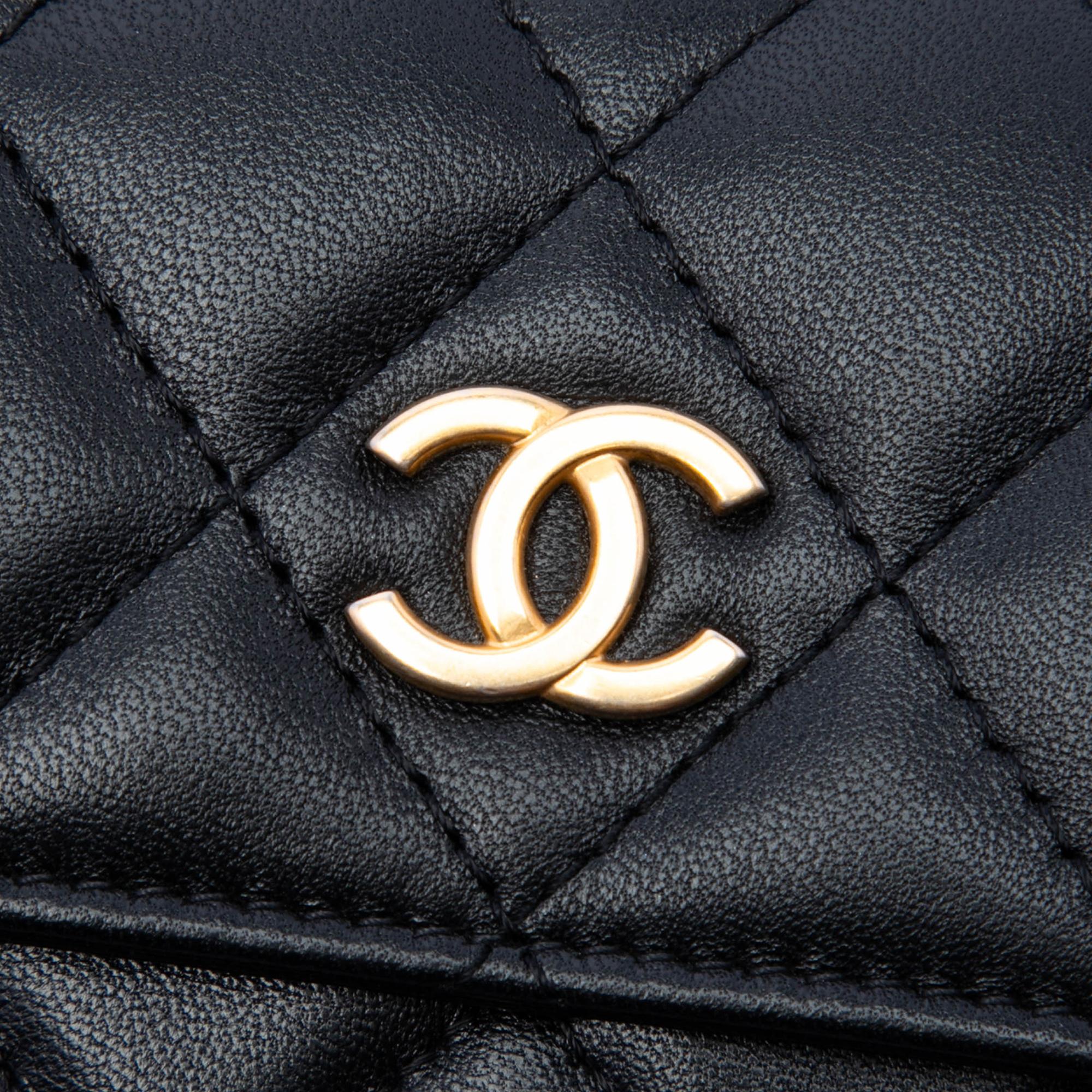 Chanel Quilted Lambskin Romance Card Holder On Chain