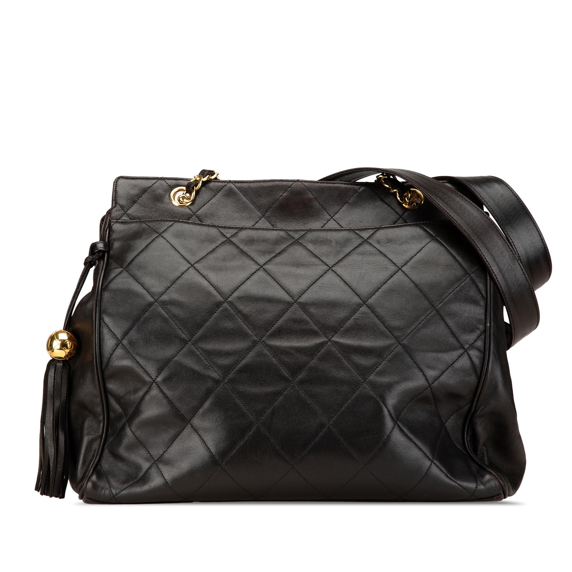 Chanel Quilted Lambskin Tassel Chain Tote