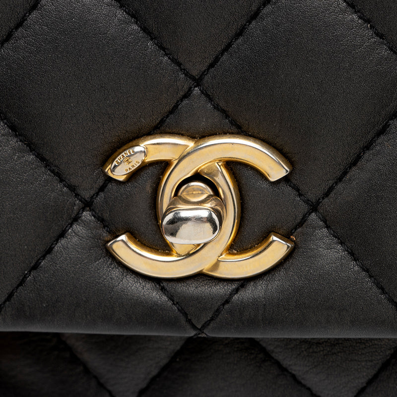 Chanel Quilted Lambskin Top Handle Flap Bag (SHF-8v8JOn)