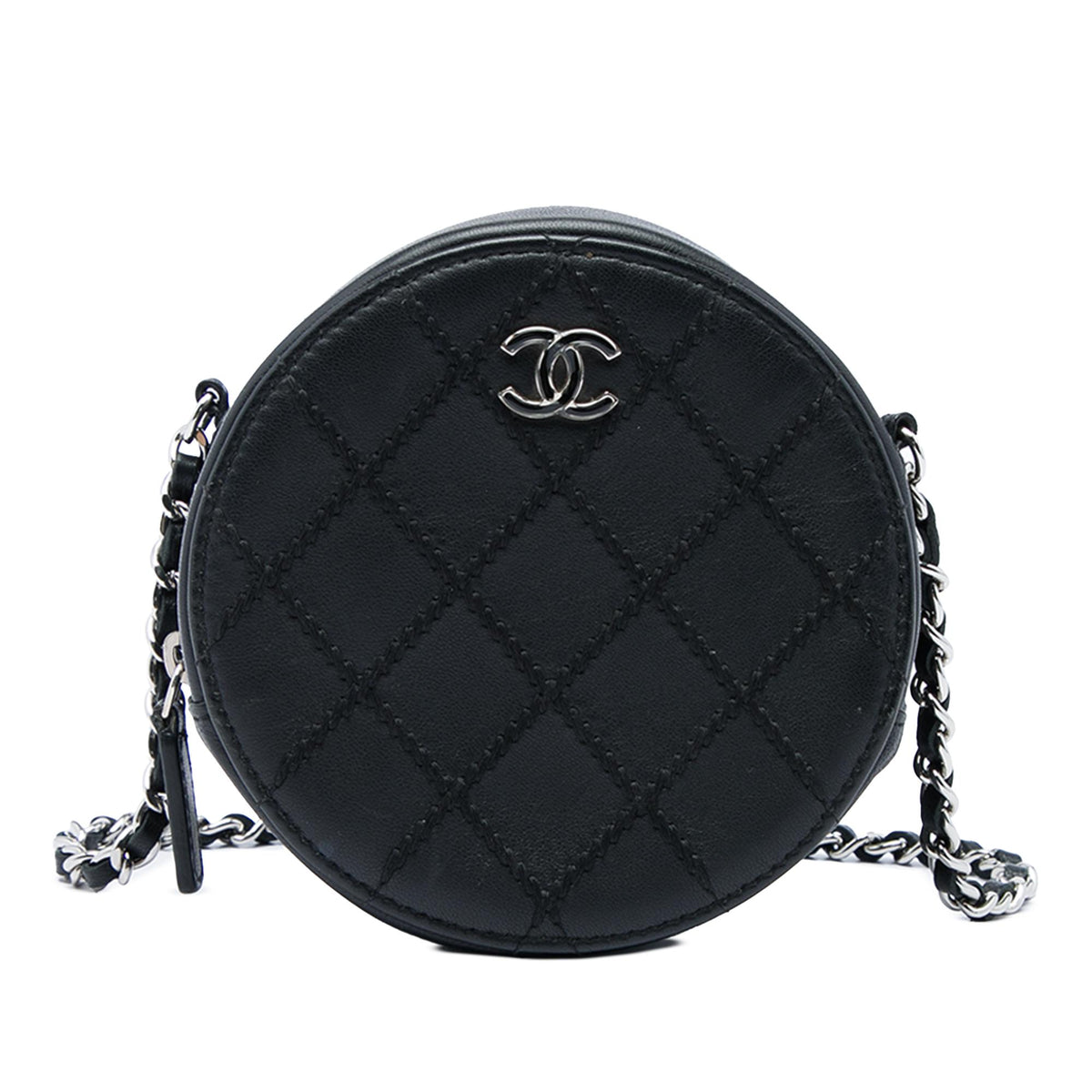 Chanel Quilted Lambskin Ultimate Stitch Round Clutch with Chain