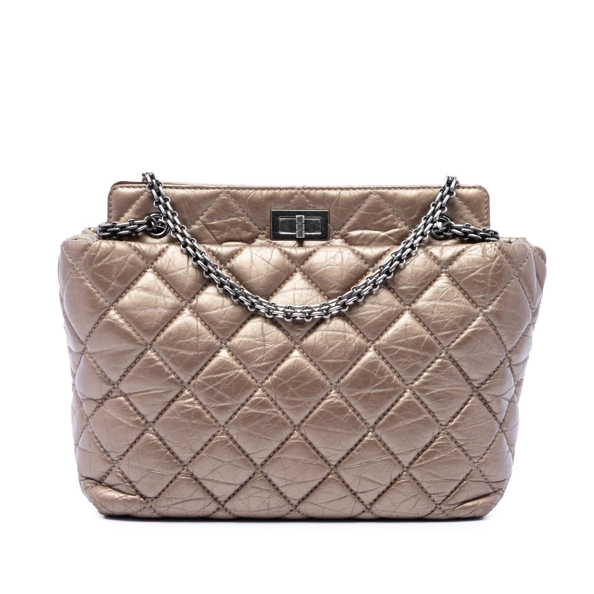 Chanel Quilted Metallic Aged Calfskin Reissue 2.55 Tote
