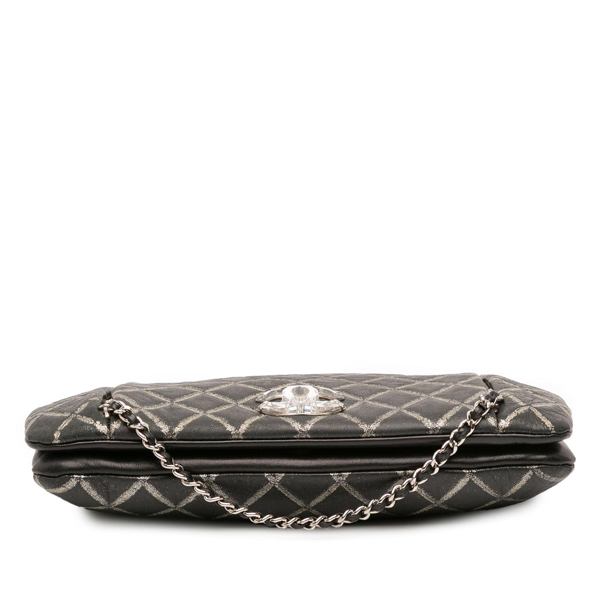 Chanel Quilted Metallic Distressed Lambskin CC Crystal Flap
