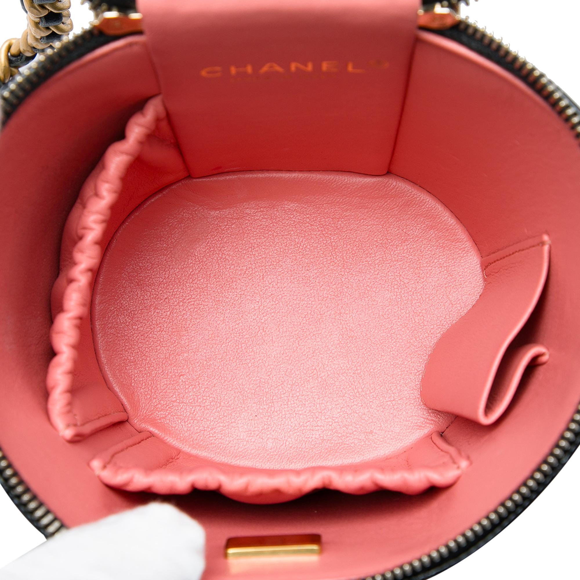 Chanel Quilted Patent Afternoon Tea Top Handle Vanity Case with Chain
