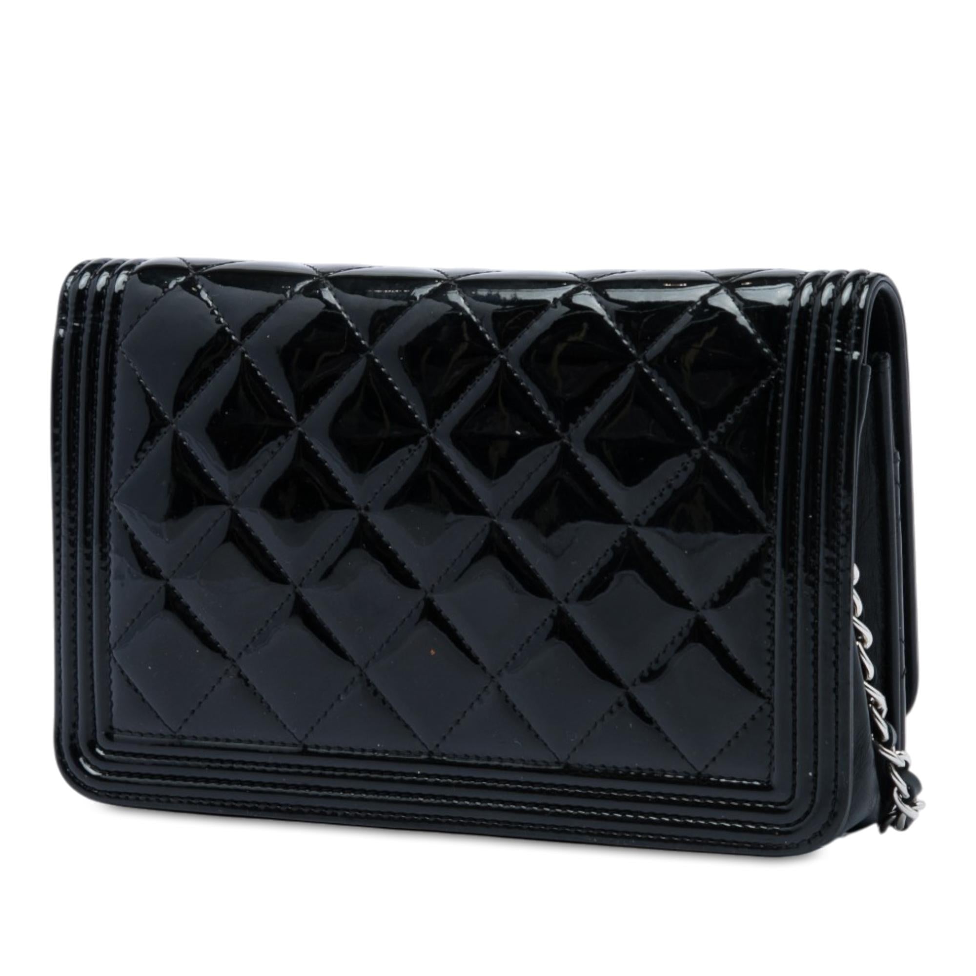 Chanel Quilted Patent Boy Wallet on Chain