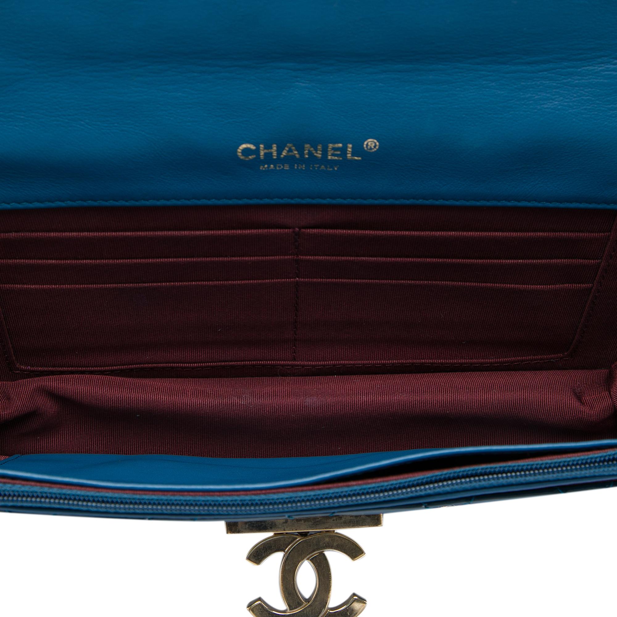 Chanel Quilted Patent Golden Class East West Wallet on Chain