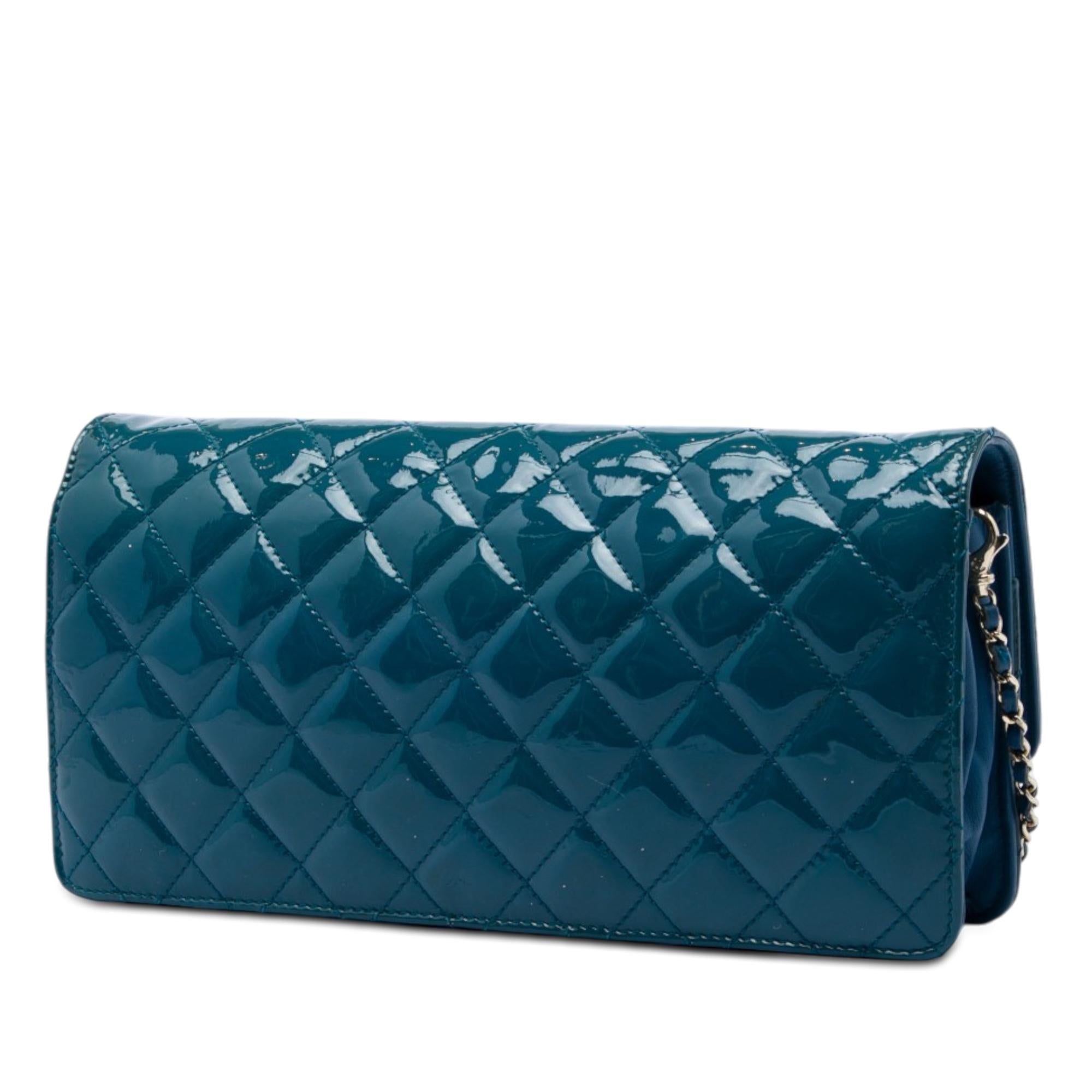 Chanel Quilted Patent Golden Class East West Wallet on Chain