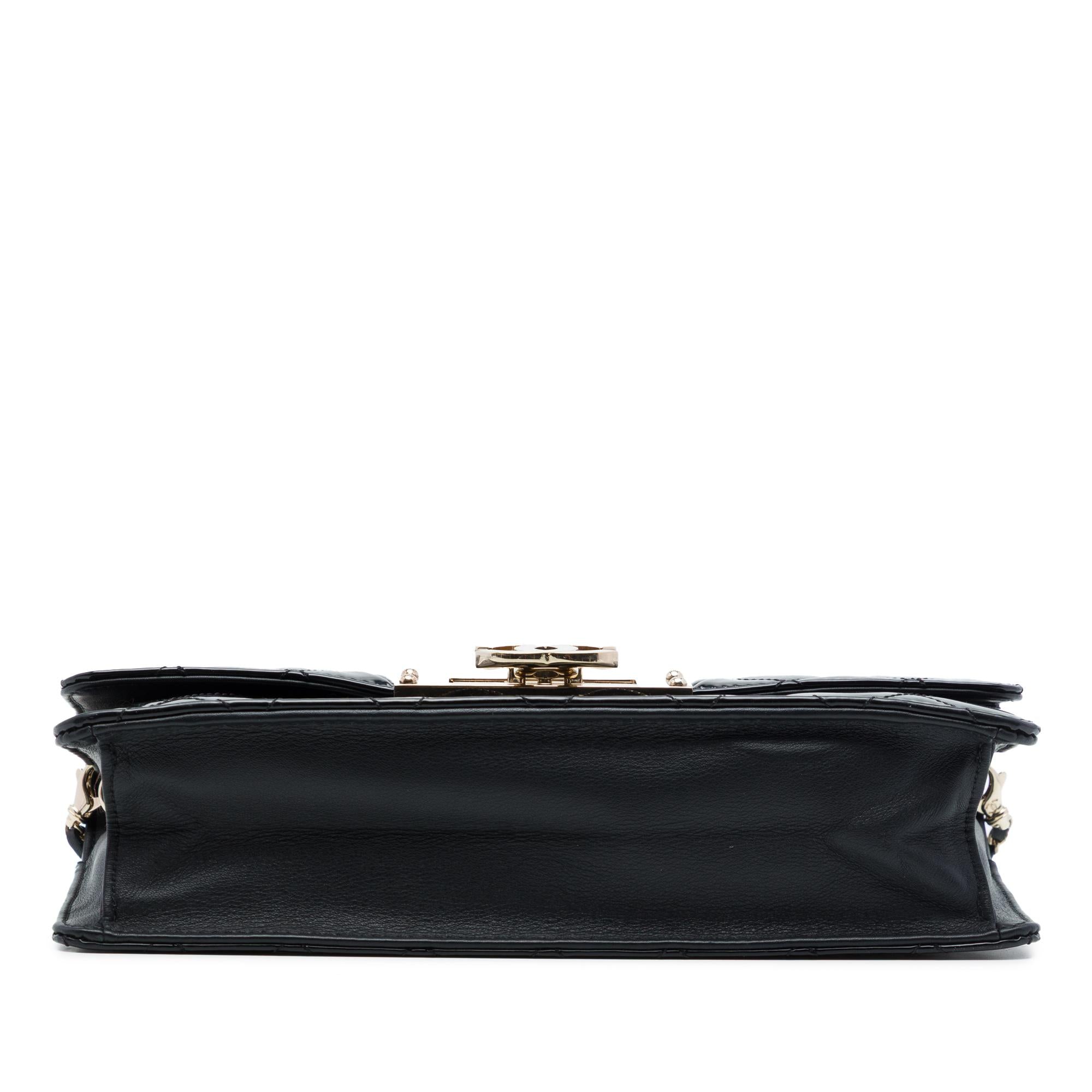 Chanel Quilted Patent Golden Class East West Wallet on Chain
