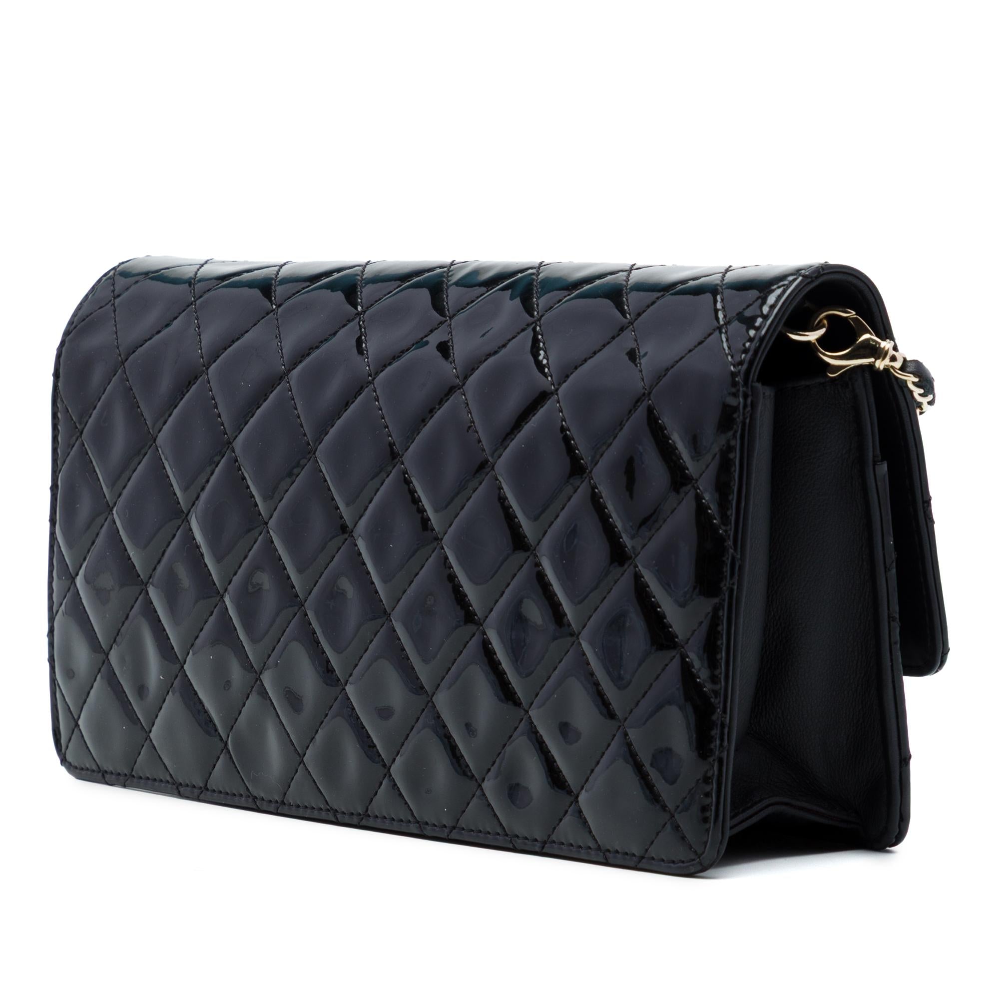 Chanel Quilted Patent Golden Class East West Wallet on Chain