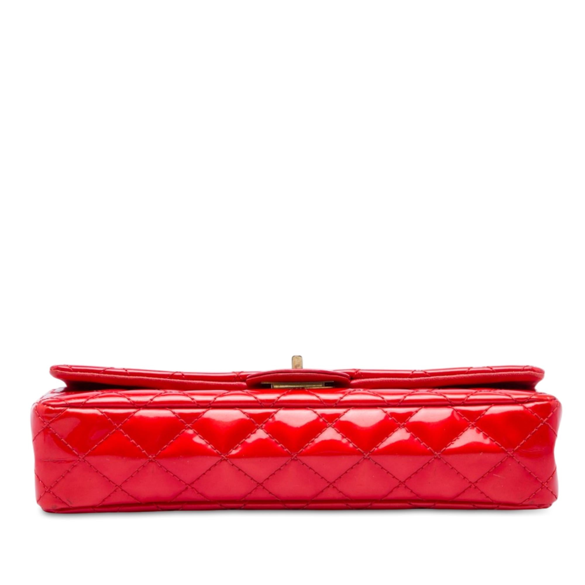 Chanel Quilted Patent Reissue 2.55 East West Flap Clutch with Chain