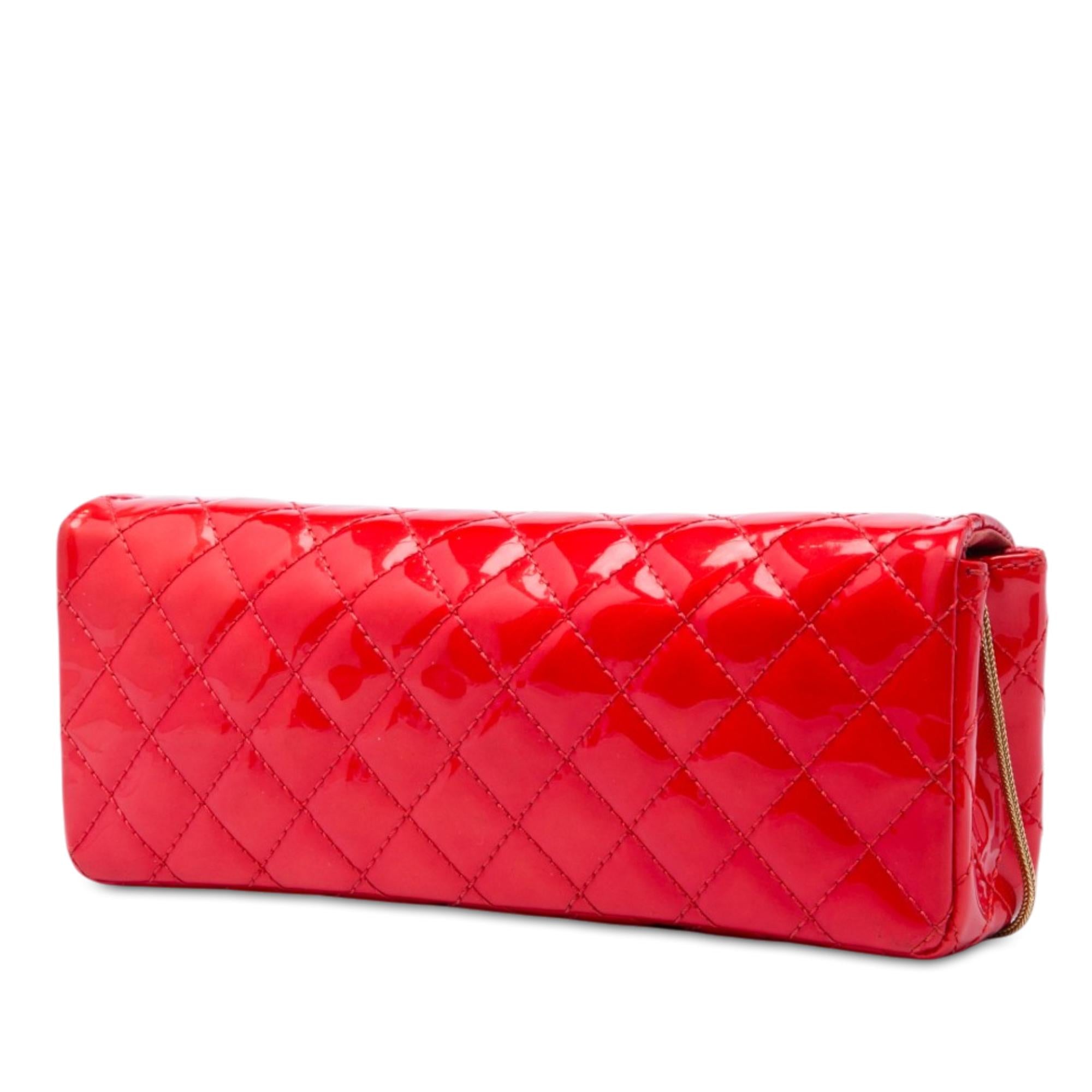 Chanel Quilted Patent Reissue 2.55 East West Flap Clutch with Chain