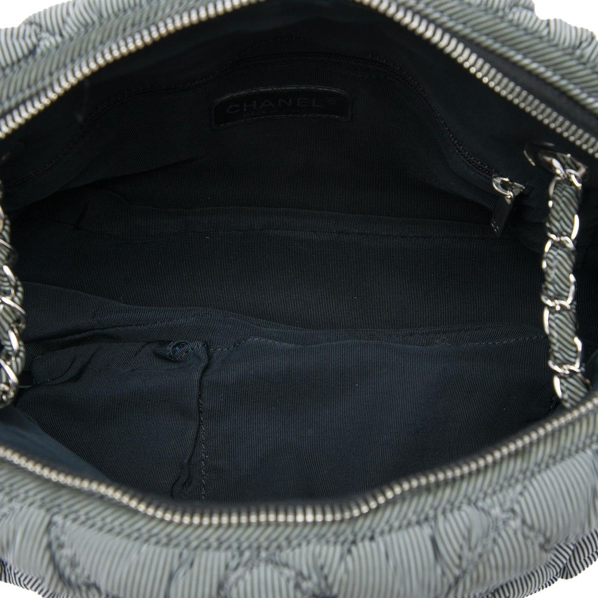 Chanel Quilted Striped Nylon Bubble Shoulder Bag