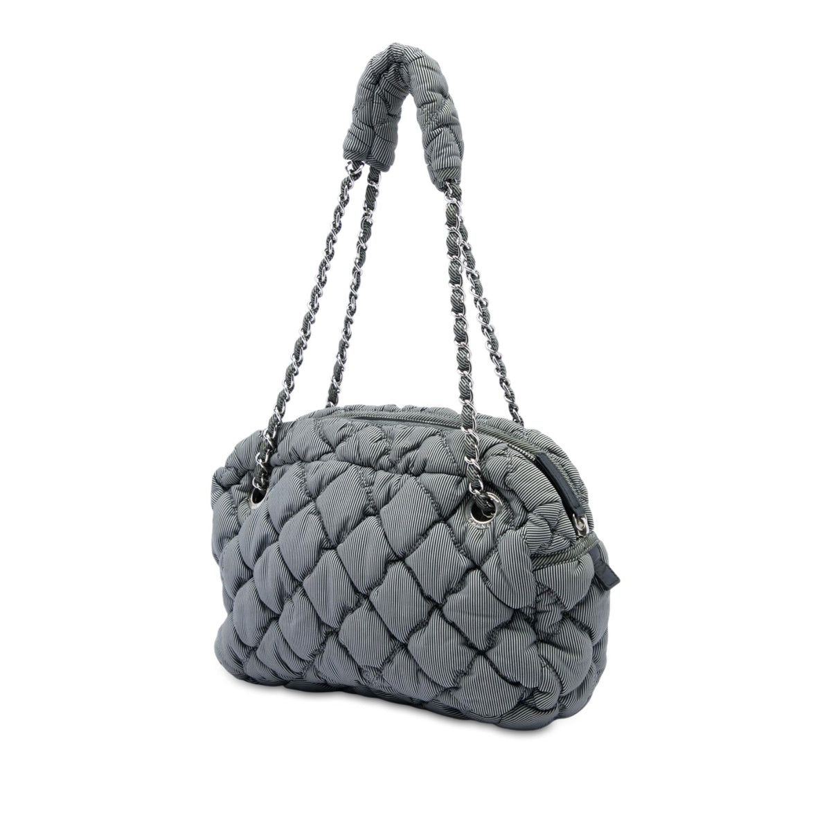 Chanel Quilted Striped Nylon Bubble Shoulder Bag
