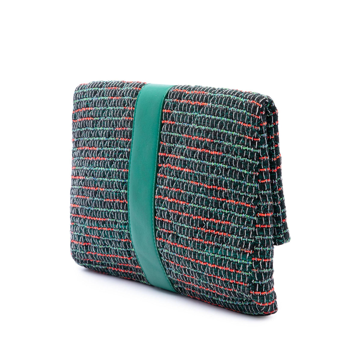 Chanel Quilted Tweed Grip Clutch