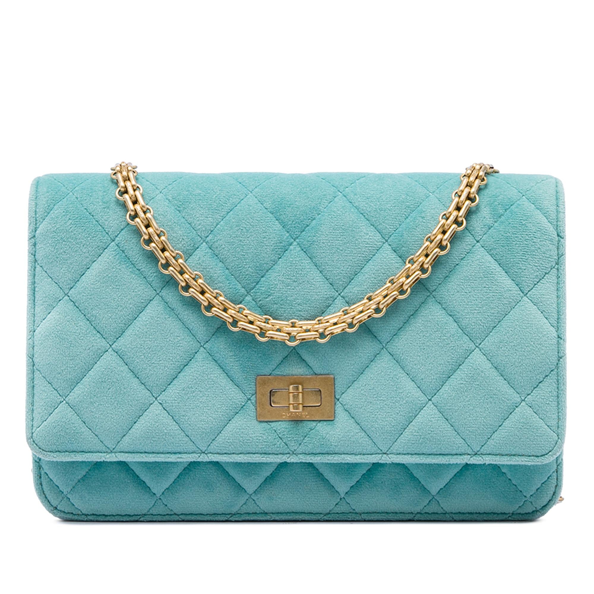 Chanel Quilted Velvet Reissue 2.55 Wallet on Chain
