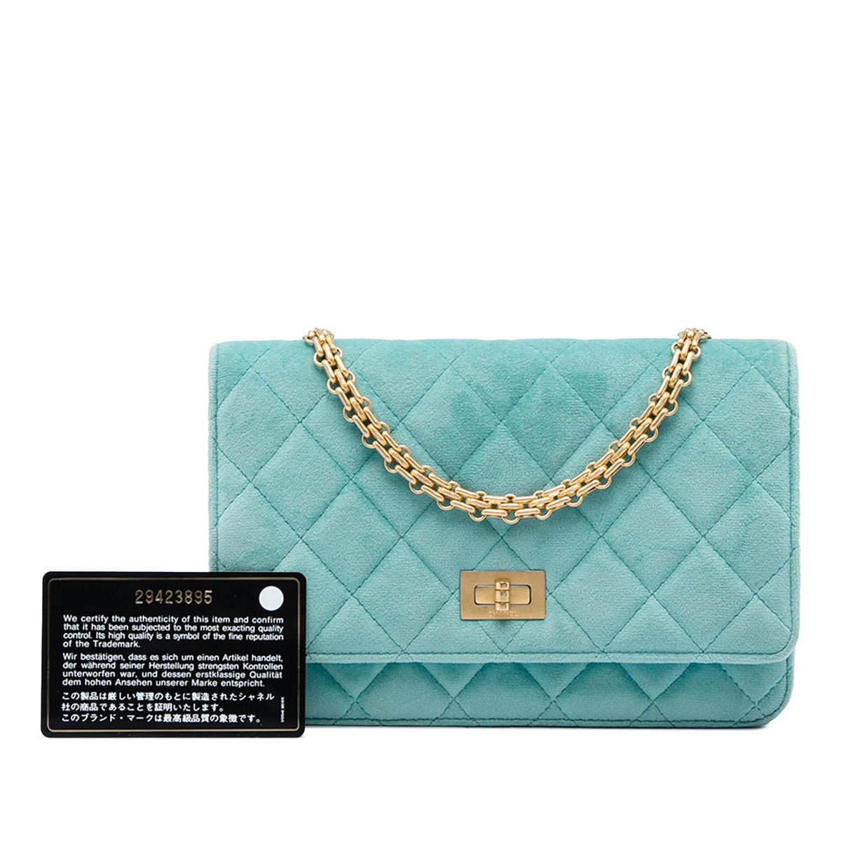 Chanel Quilted Velvet Reissue 2.55 Wallet on Chain