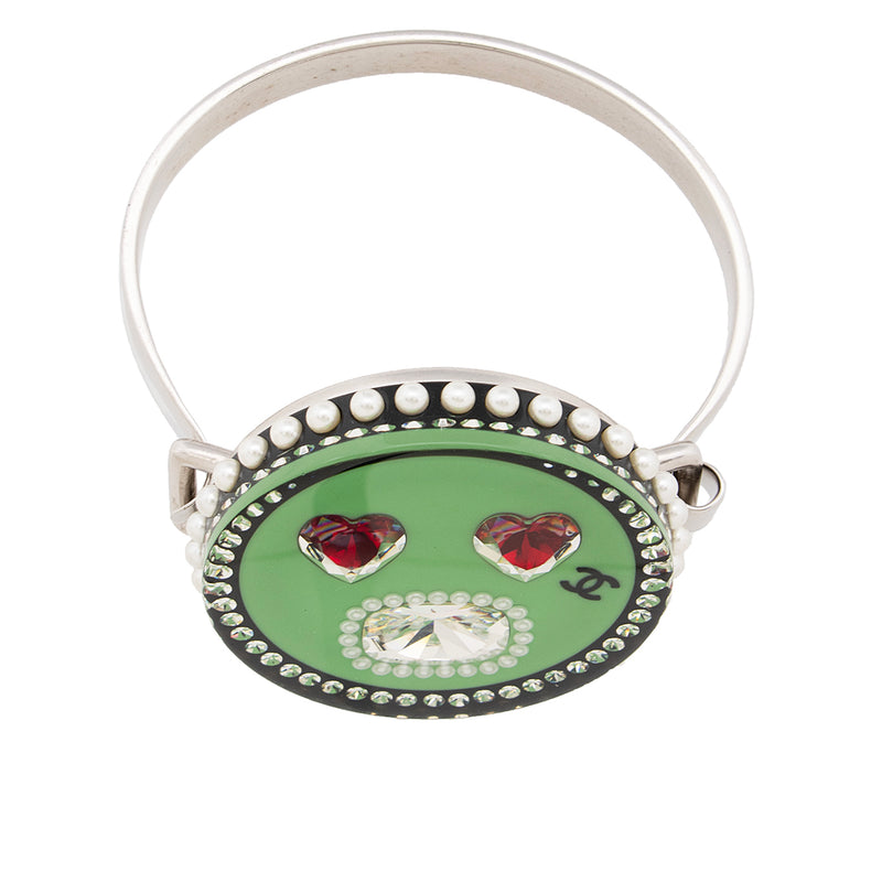Chanel Resin Crystal Pearl Emoji CC Hinged Bracelet (SHF-U88N9H)