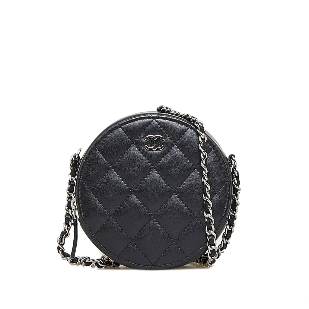 CHANEL Lizard Round As Earth Evening Bag Navy 335277