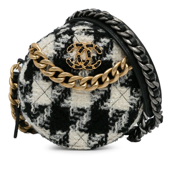 Chanel Round Tweed 19 Clutch with Chain and Lambskin Coin Purse (SHG-QcxD1I)
