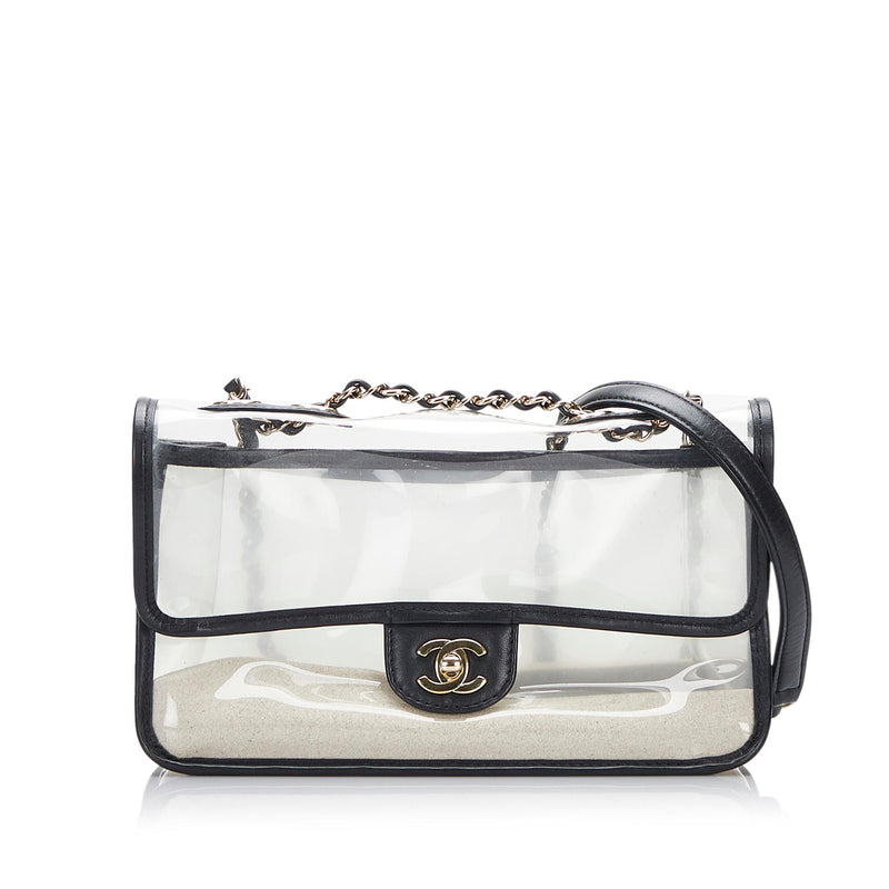 Chanel Black Trasparent PVC and Leather Sand By The Sea Classic