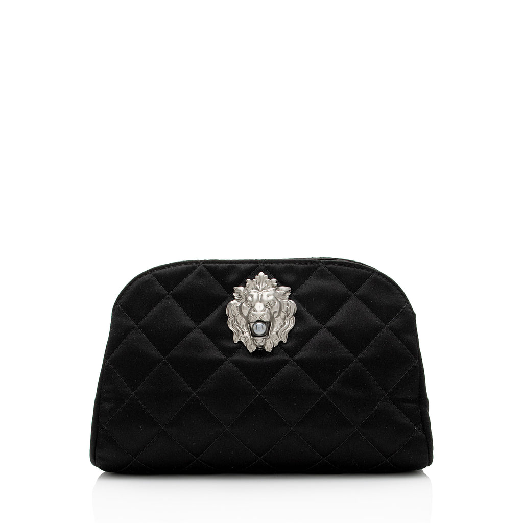 Chanel Leo Lion Chain Flap Clutch Quilted Satin Medium Auction