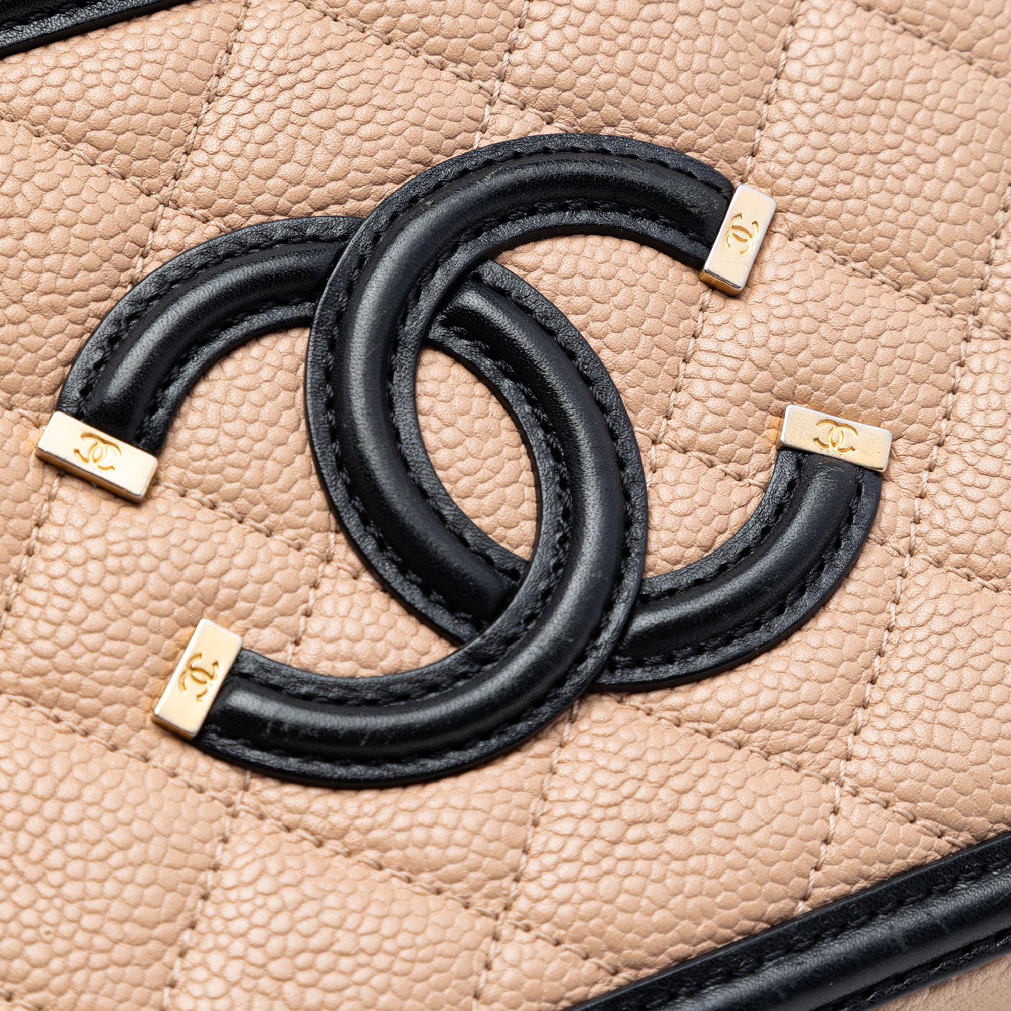 Chanel Small Bicolor Caviar CC Filigree Vanity Case