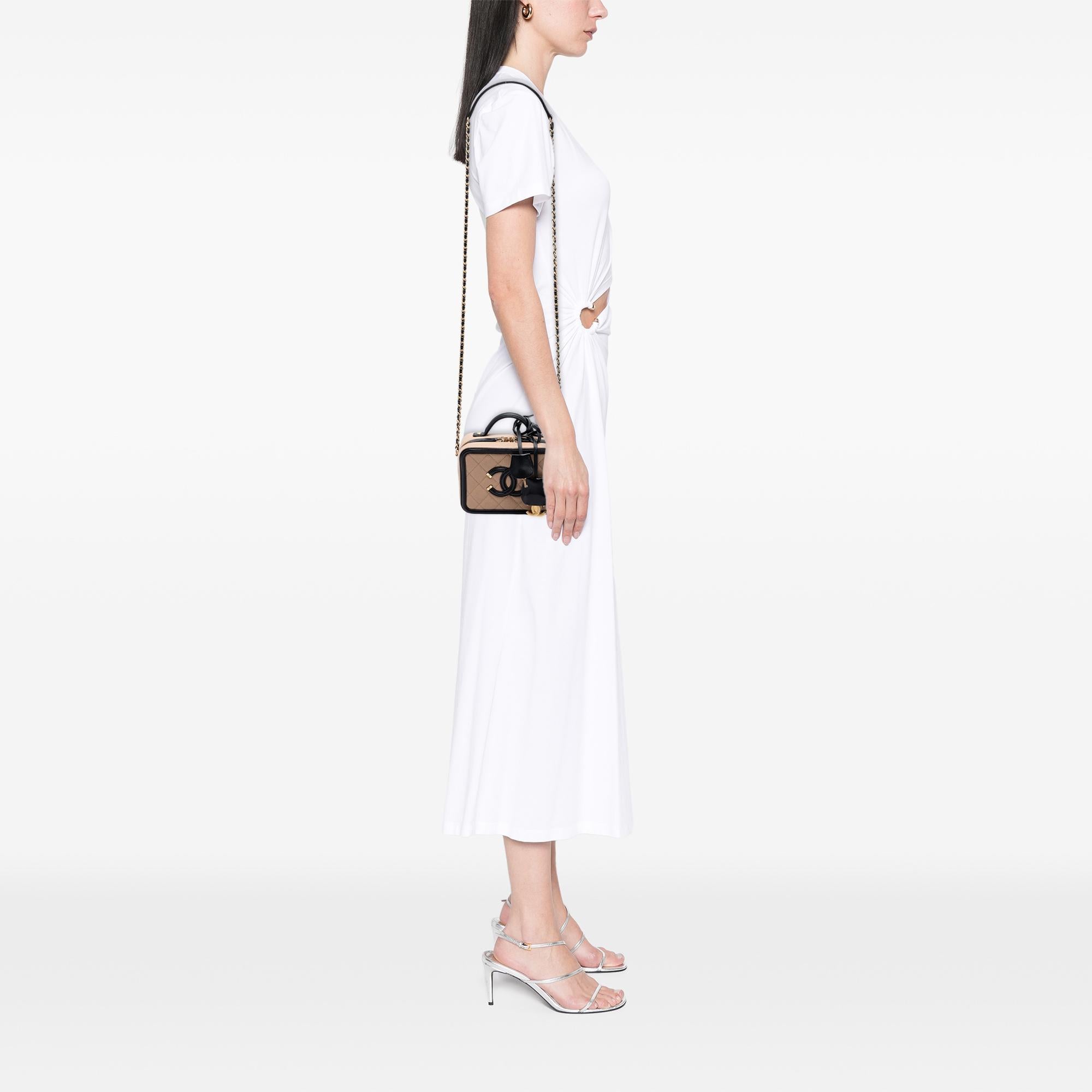 Chanel Small Bicolor Caviar CC Filigree Vanity Case