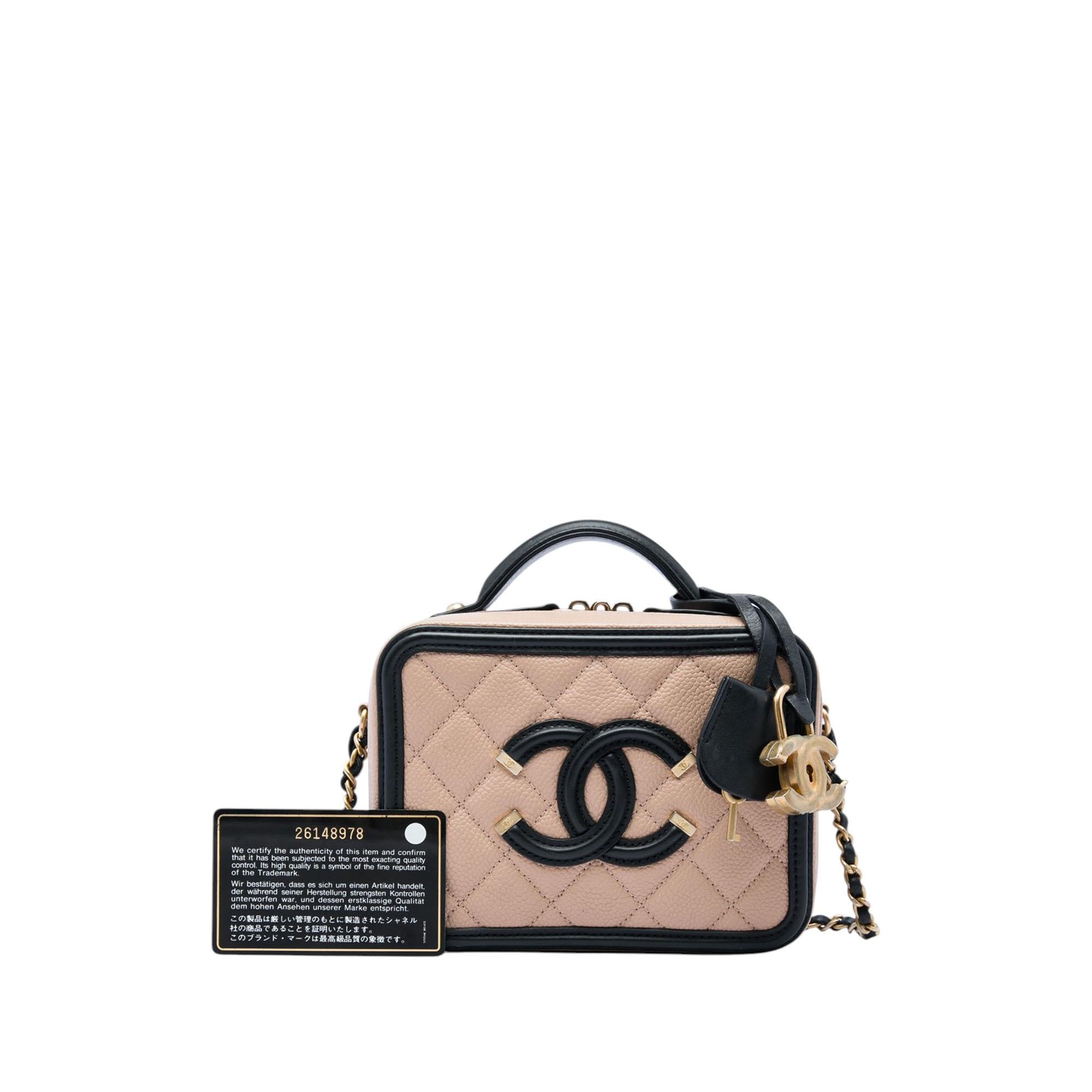 Chanel Small Bicolor Caviar CC Filigree Vanity Case
