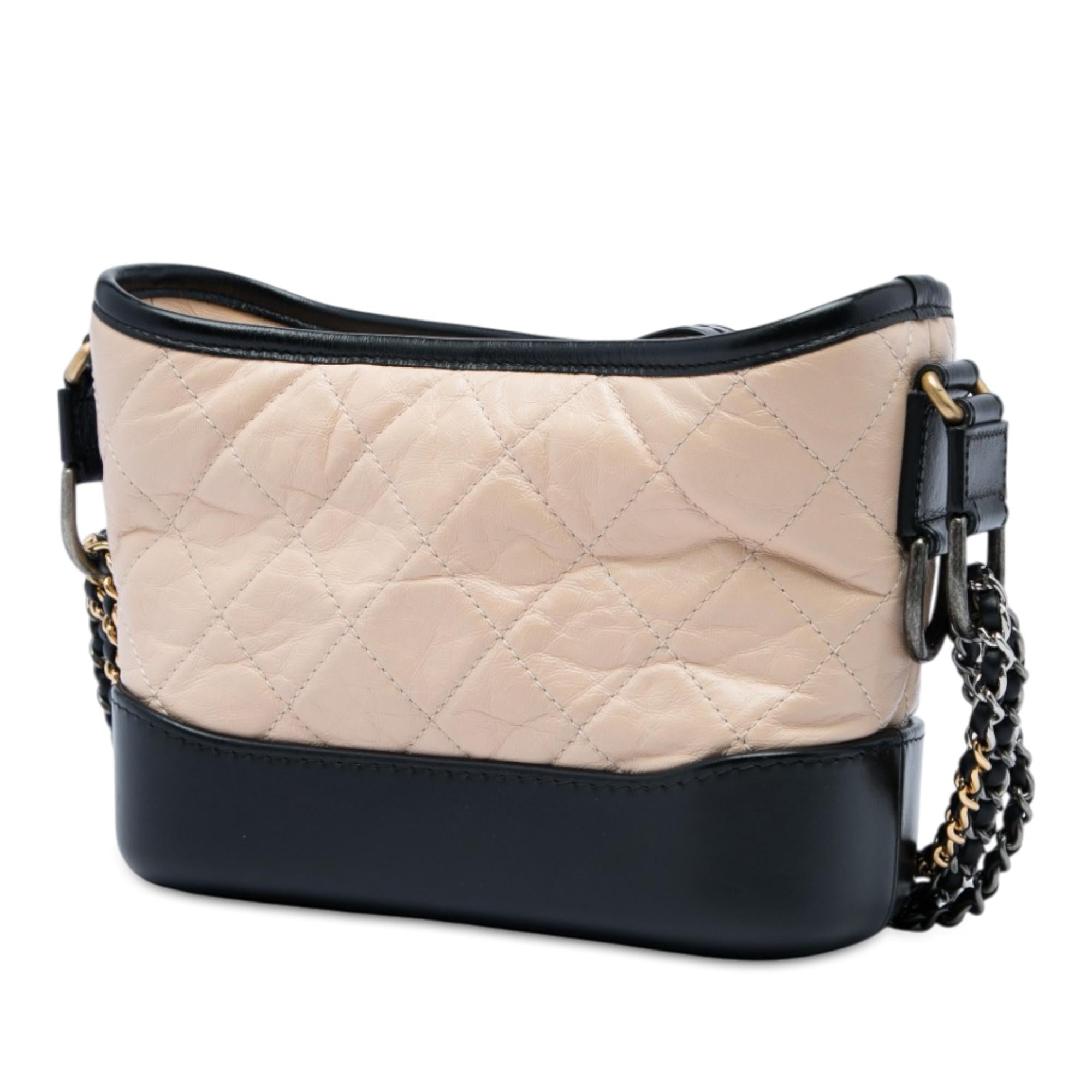 Chanel Small Bicolor Quilted Aged Calfskin Gabrielle Hobo