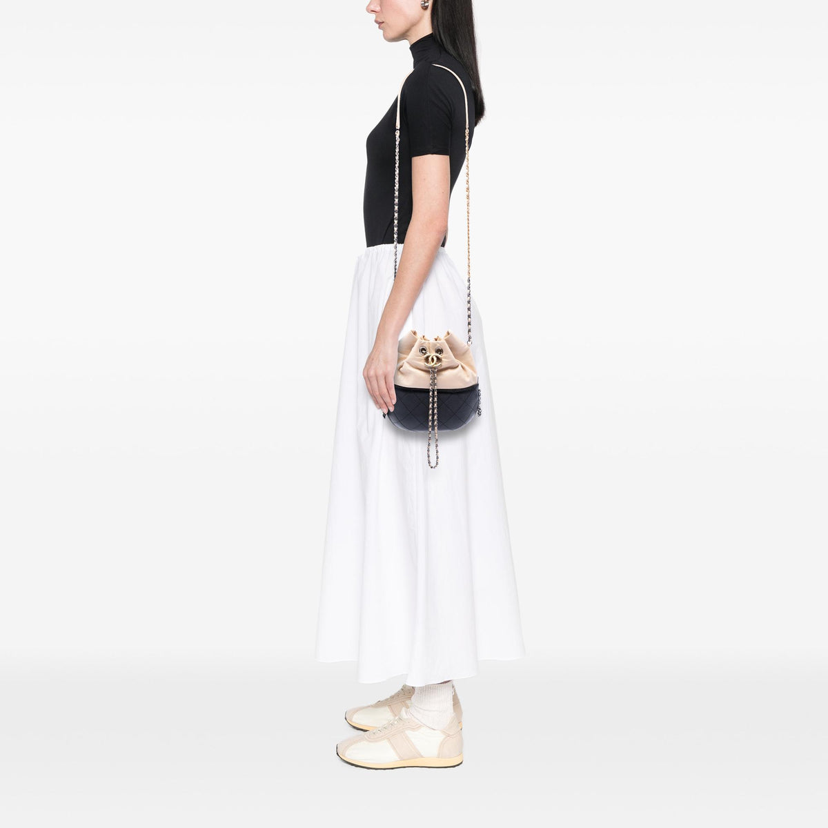 Chanel Small Bicolor Quilted Calfskin Gabrielle Bucket Bag